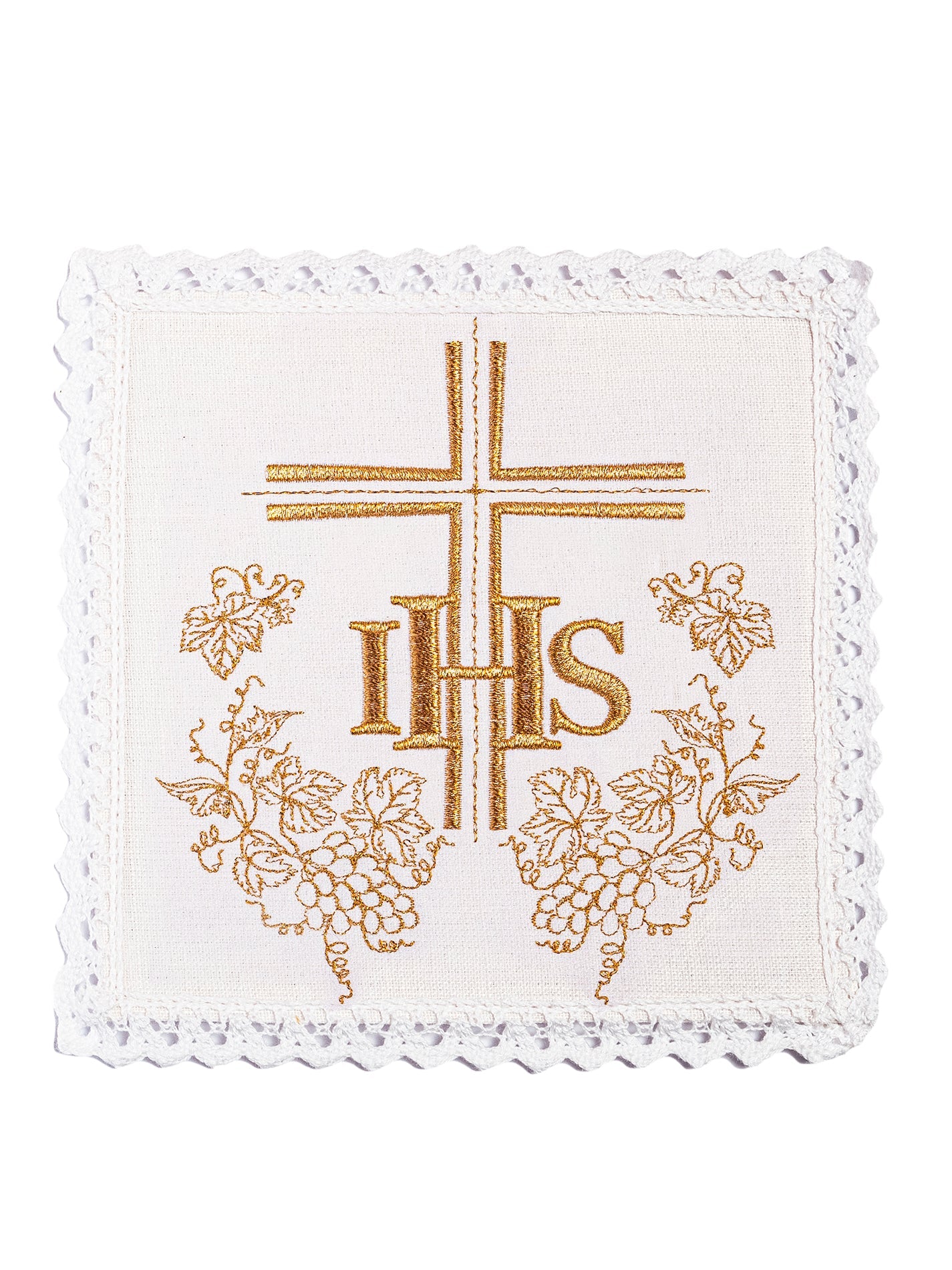 Linge d'autel en lin brodé IHS