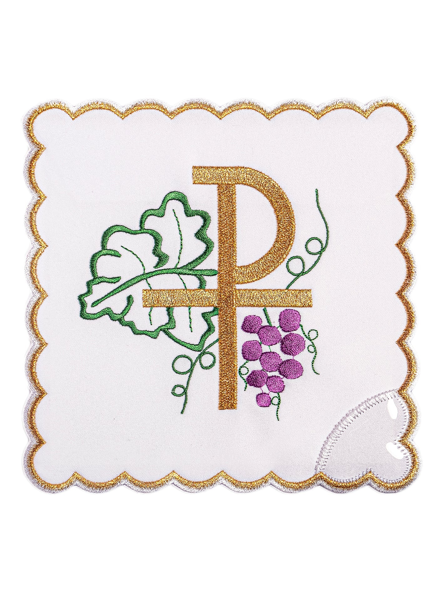 Linge d'autel avec une broderie de PAX et de raisins