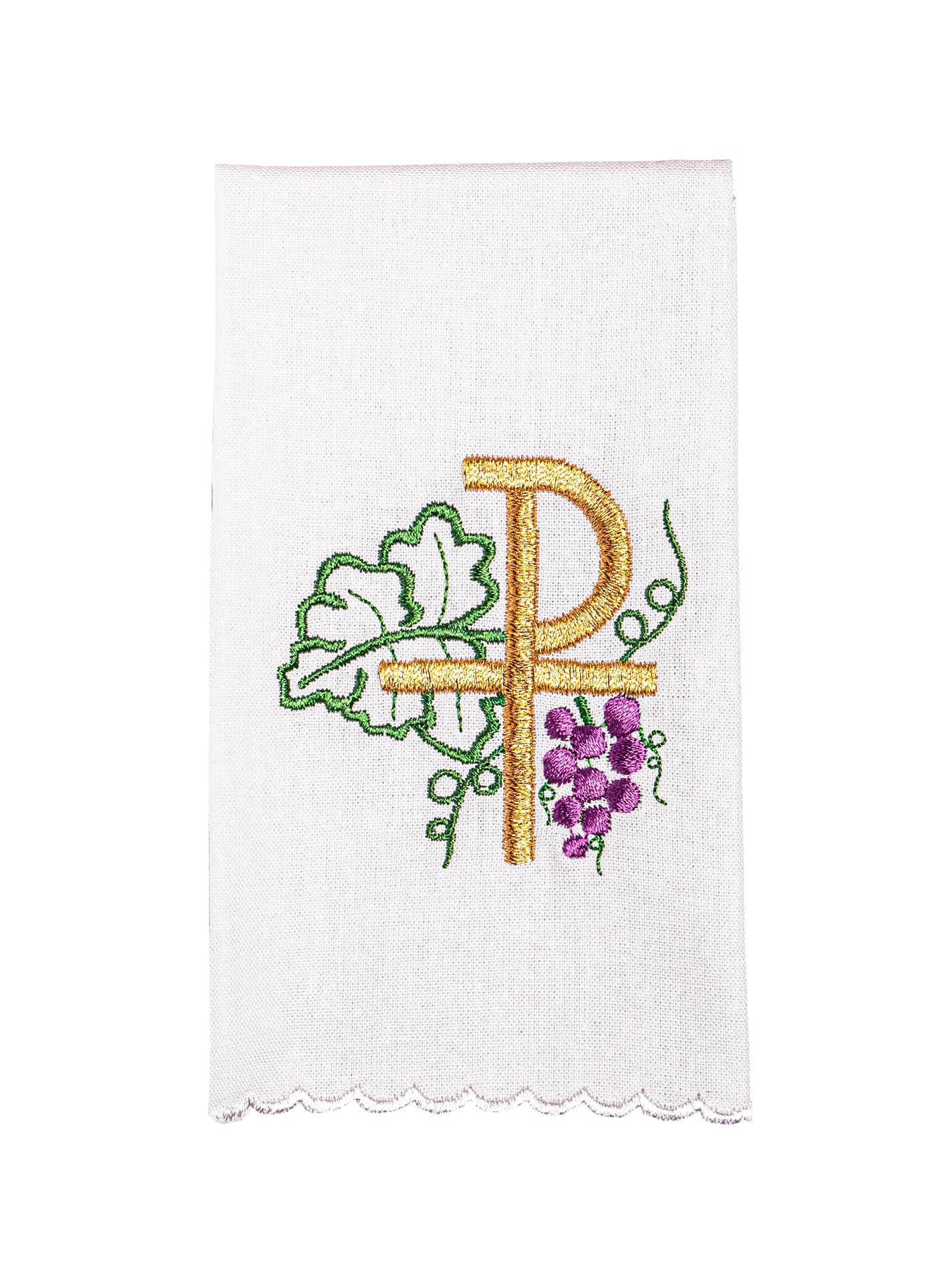Linge d'autel avec une broderie de PAX et de raisins