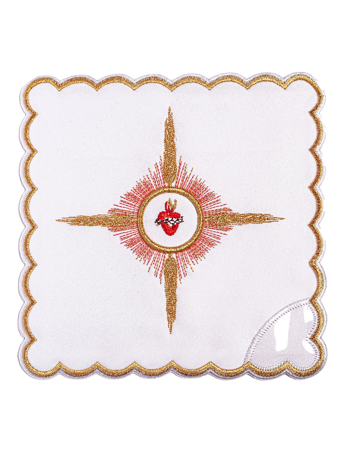 Linge d'autel brodé avec le motif du Sacré-Cœur de Jésus
