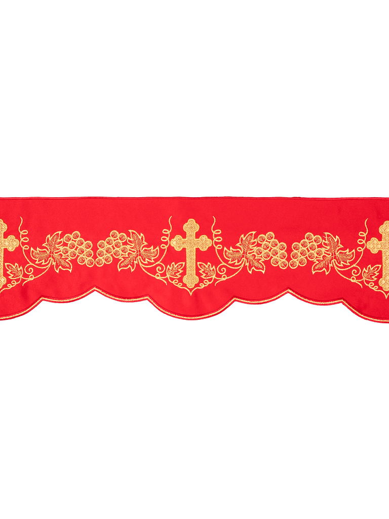 Metraż z haftem czołowym Krzyż i Winogrona Czerwony