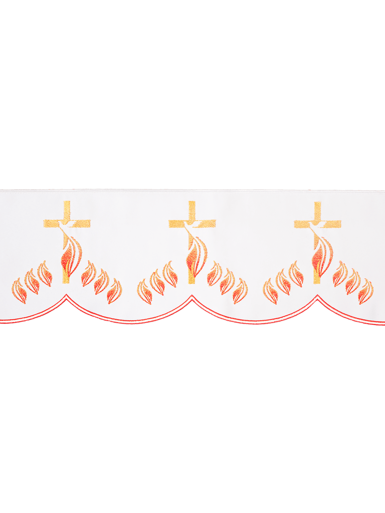 Metraż z haftem czołowym Krzyż z płomieniami Biały