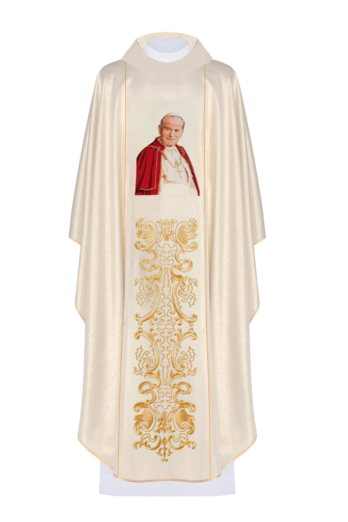 Chasuble doré avec l'image du pape Jean-Paul II