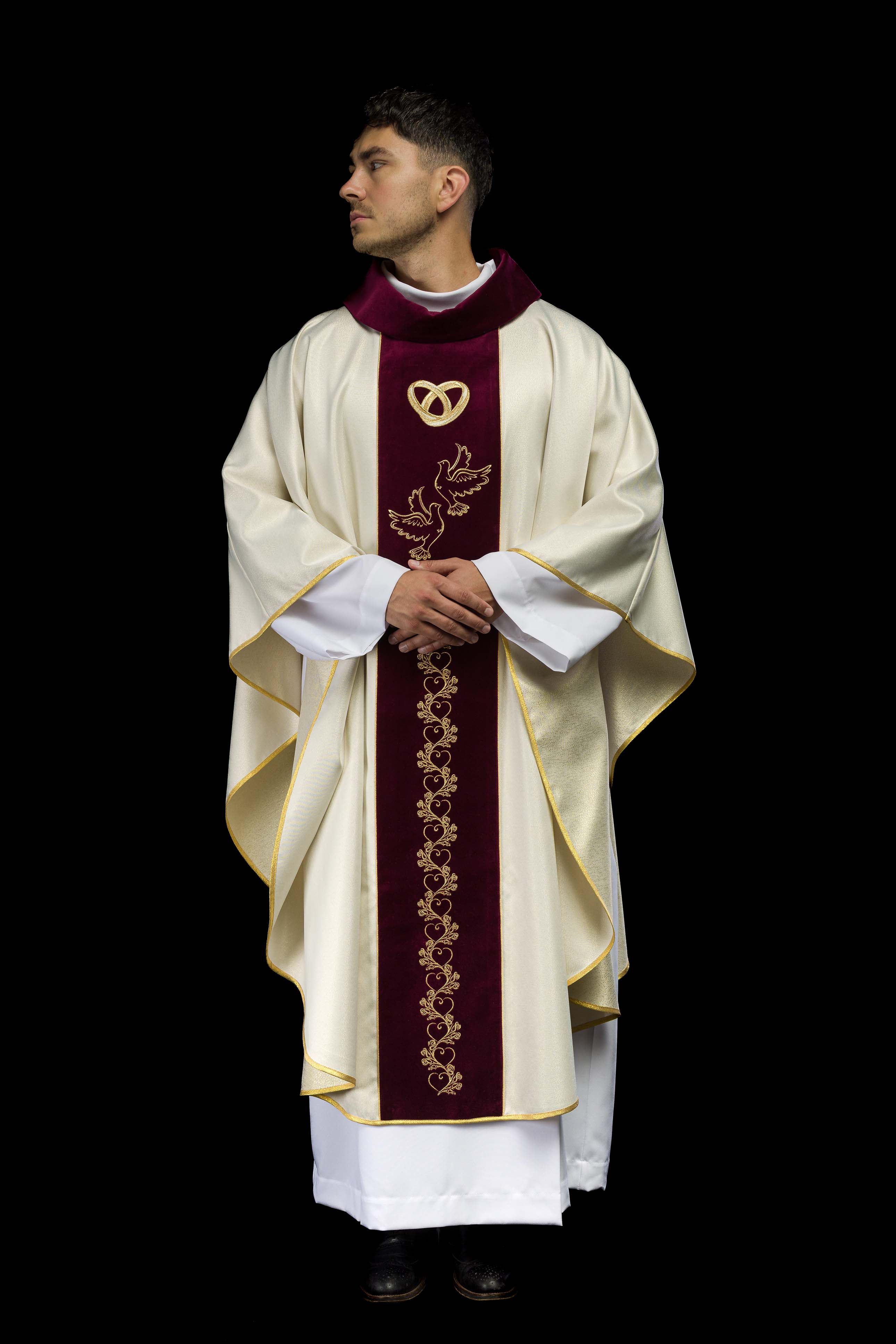 Chasuble de mariage en écru "Je te jure amour fidélité"