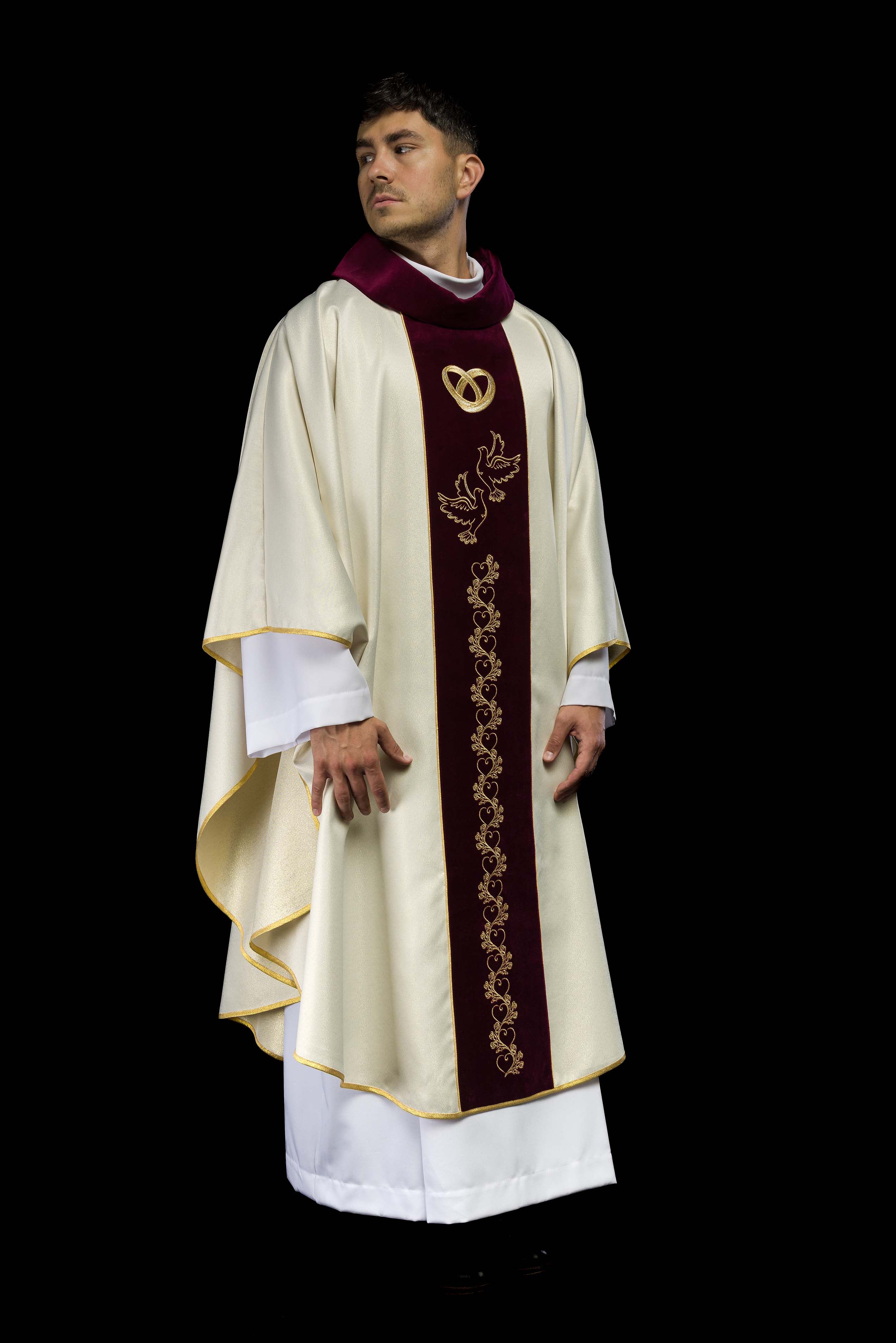 Chasuble de mariage en écru "Je te jure amour fidélité"