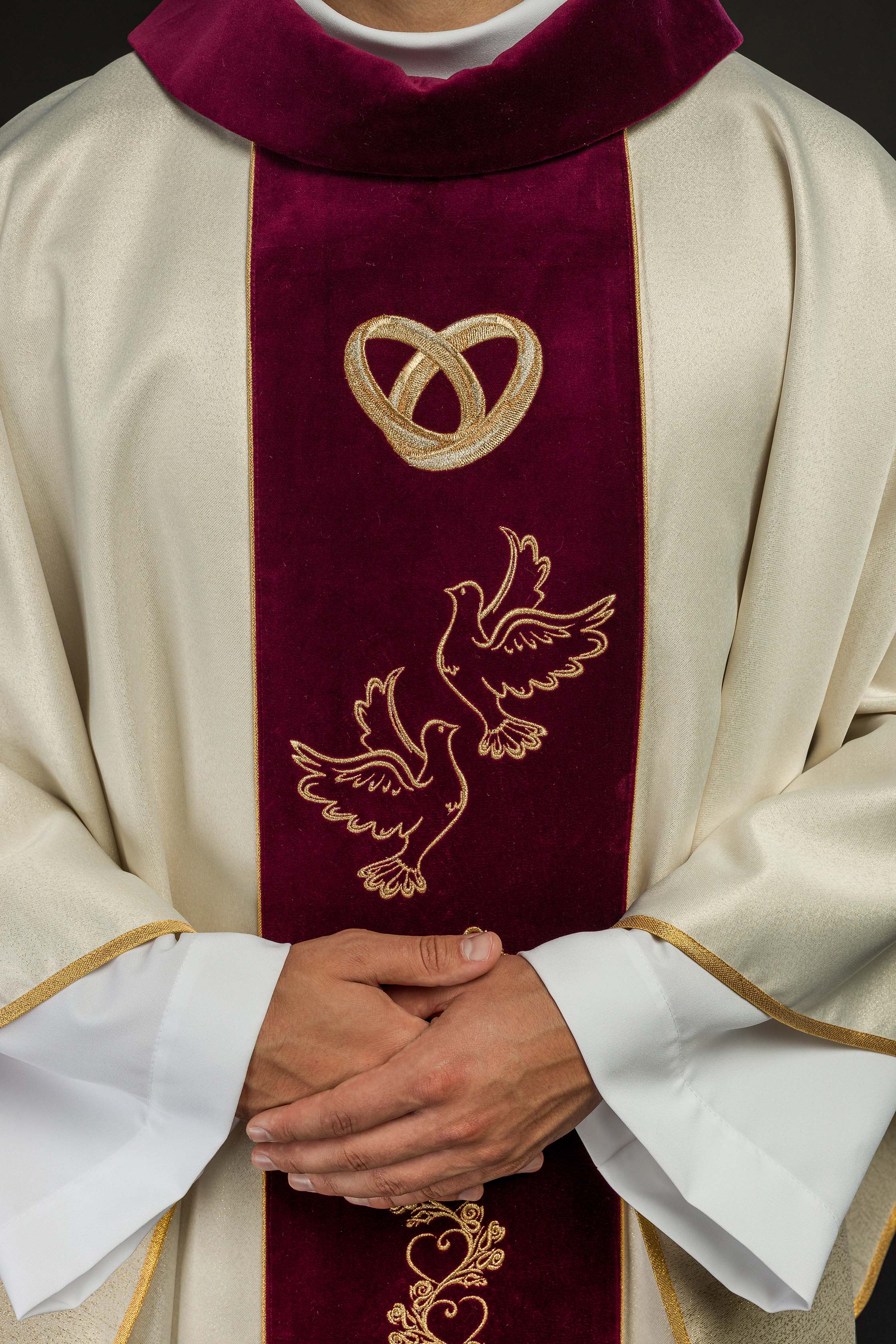 Chasuble de mariage en écru "Je te jure amour fidélité"