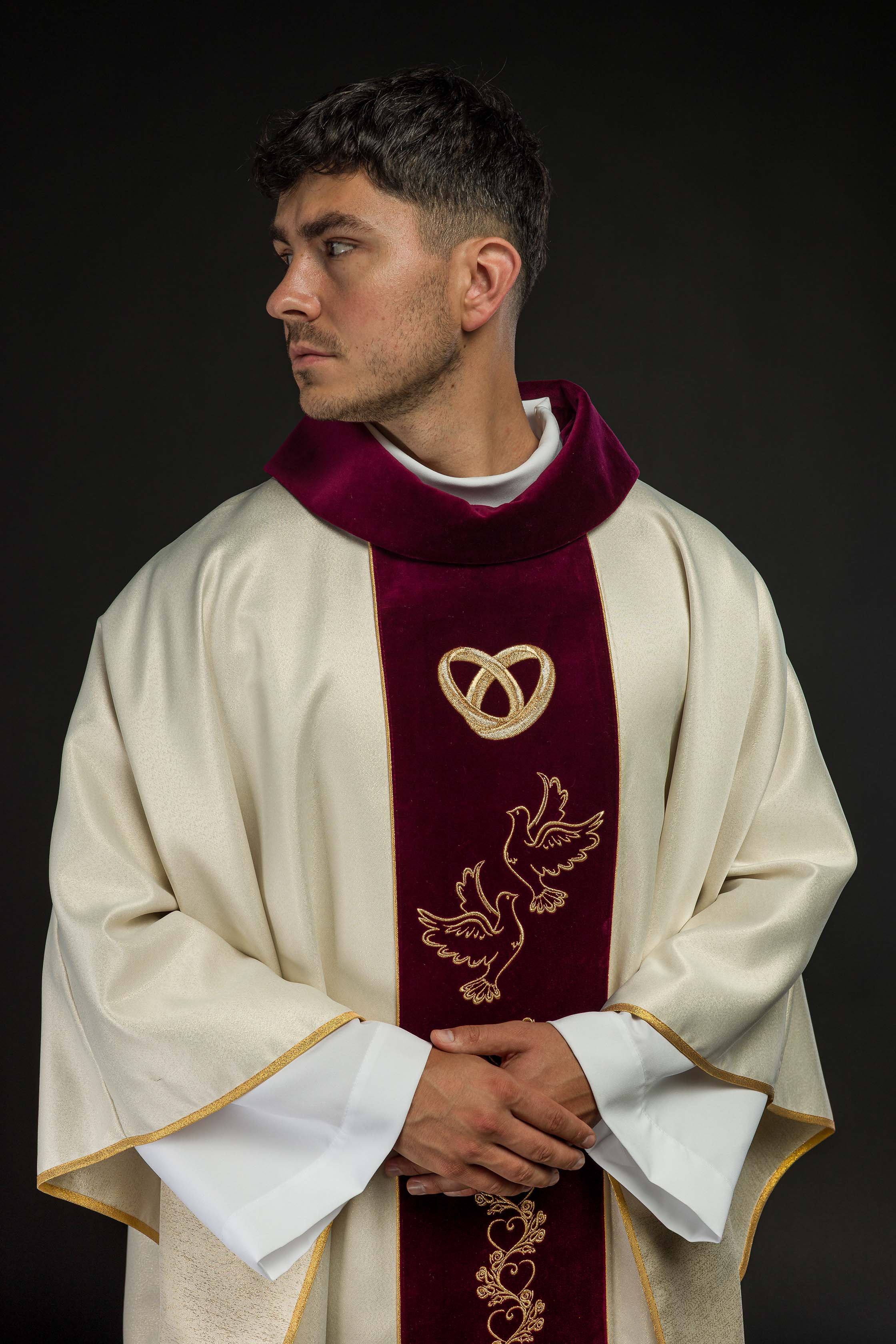 Chasuble de mariage en écru "Je te jure amour fidélité"