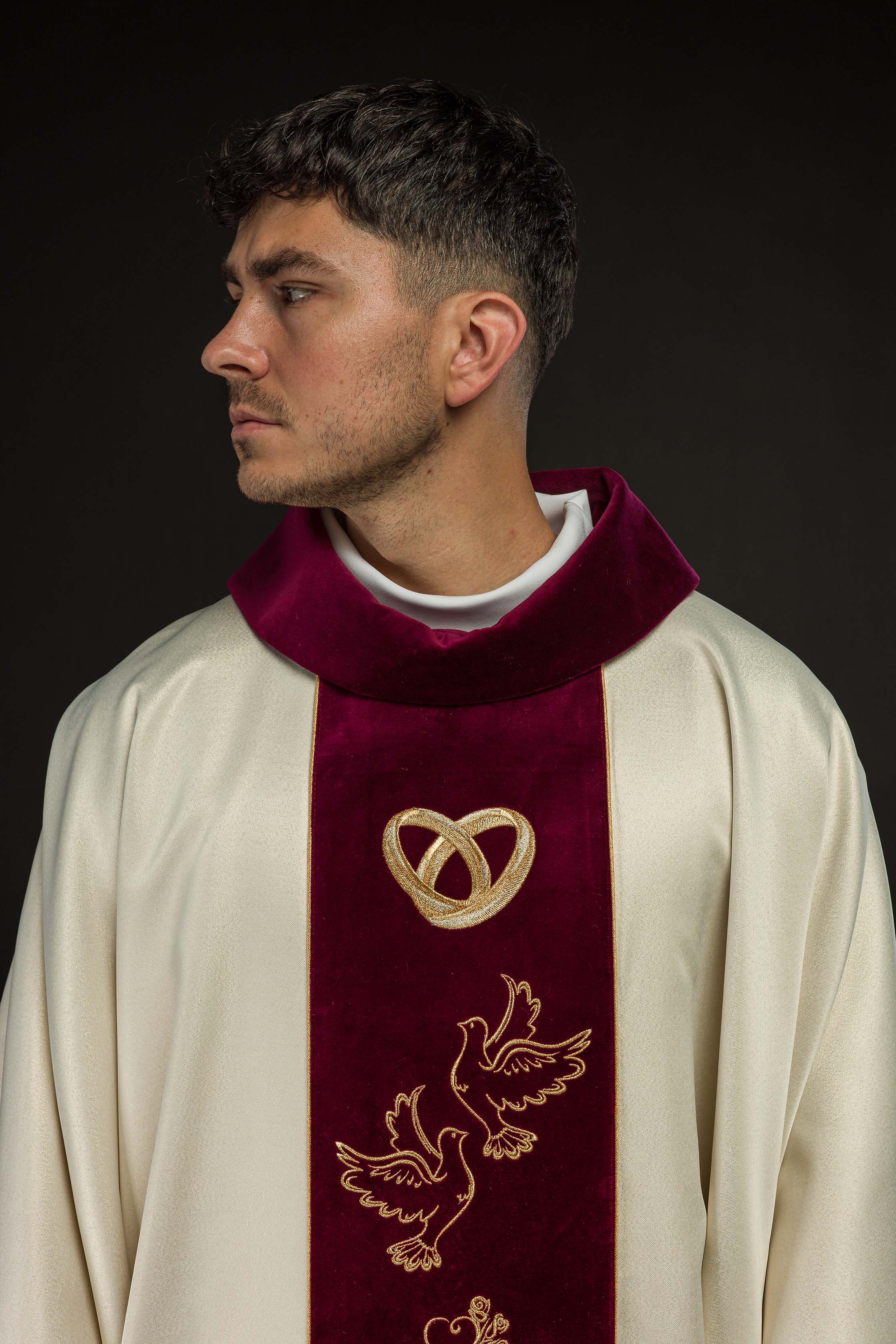 Chasuble de mariage en écru "Je te jure amour fidélité"