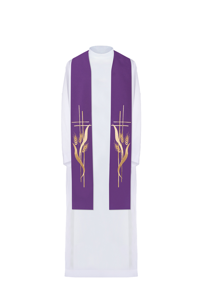 Étole de prêtre brodée violet Violet