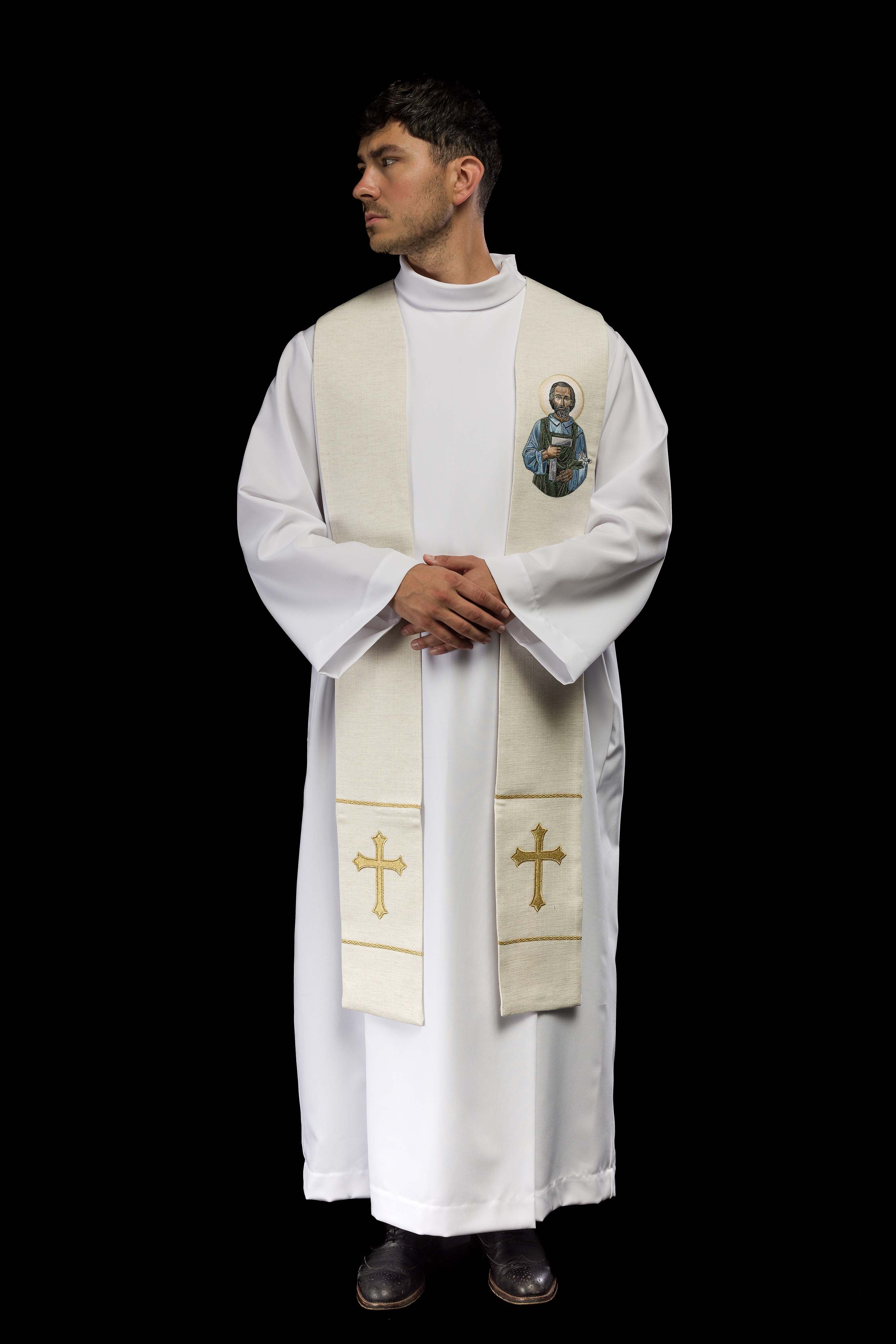 Étole brodée avec l’image de Saint Joseph l’Ouvrier