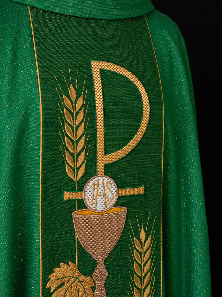 Ornat haftowany z motywami eucharystycznymi PAX Zielony