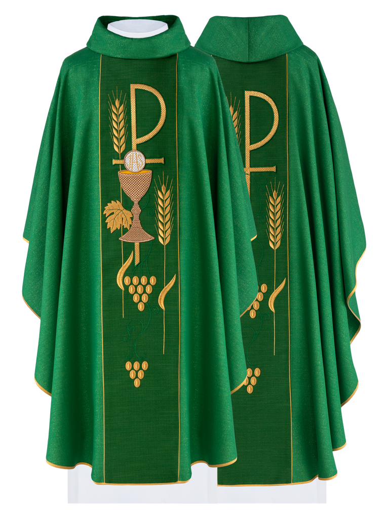 Ornat haftowany z motywami eucharystycznymi PAX Zielony