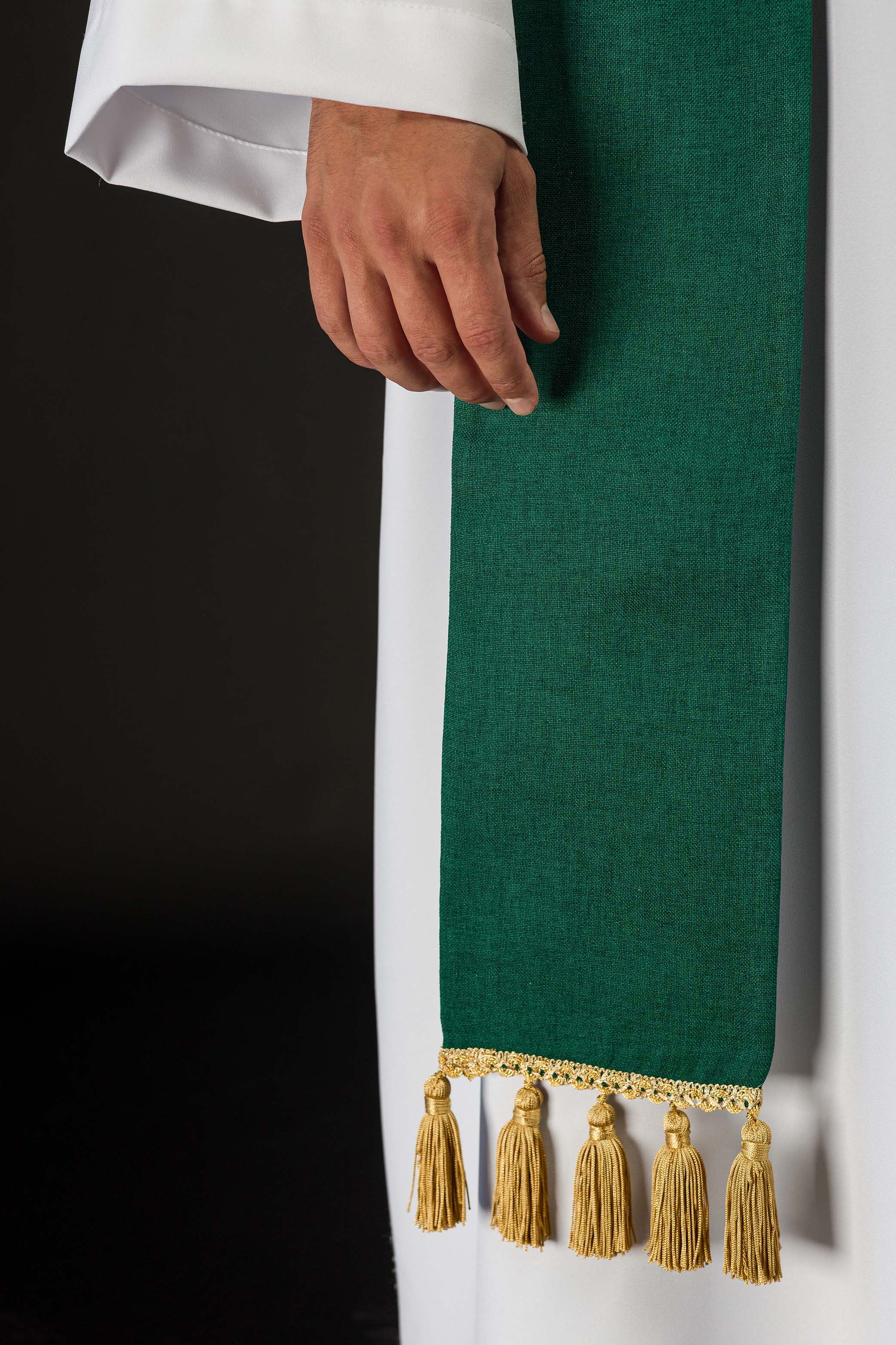 Étole brodée avec motif IHS verte