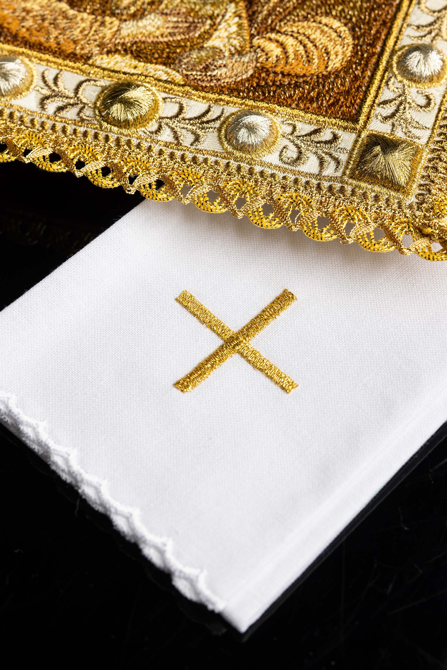 Linge de calice de Noël avec l’image de la Sainte Famille