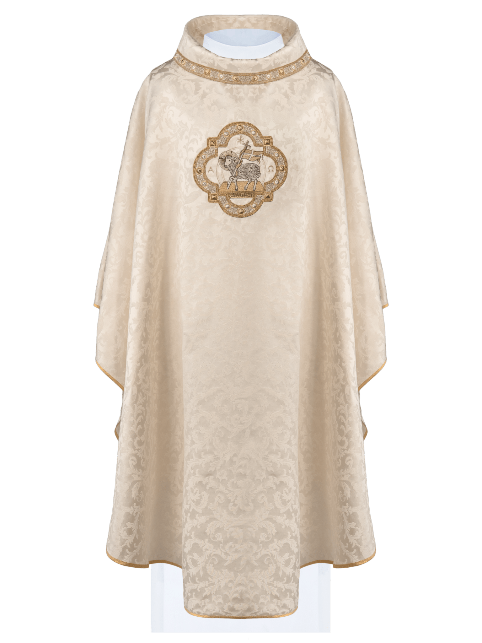 Agneau de Pâques brodé et orné Tissu ornemental S - 7072 - 05 - 88 - CHASUBLES.FR