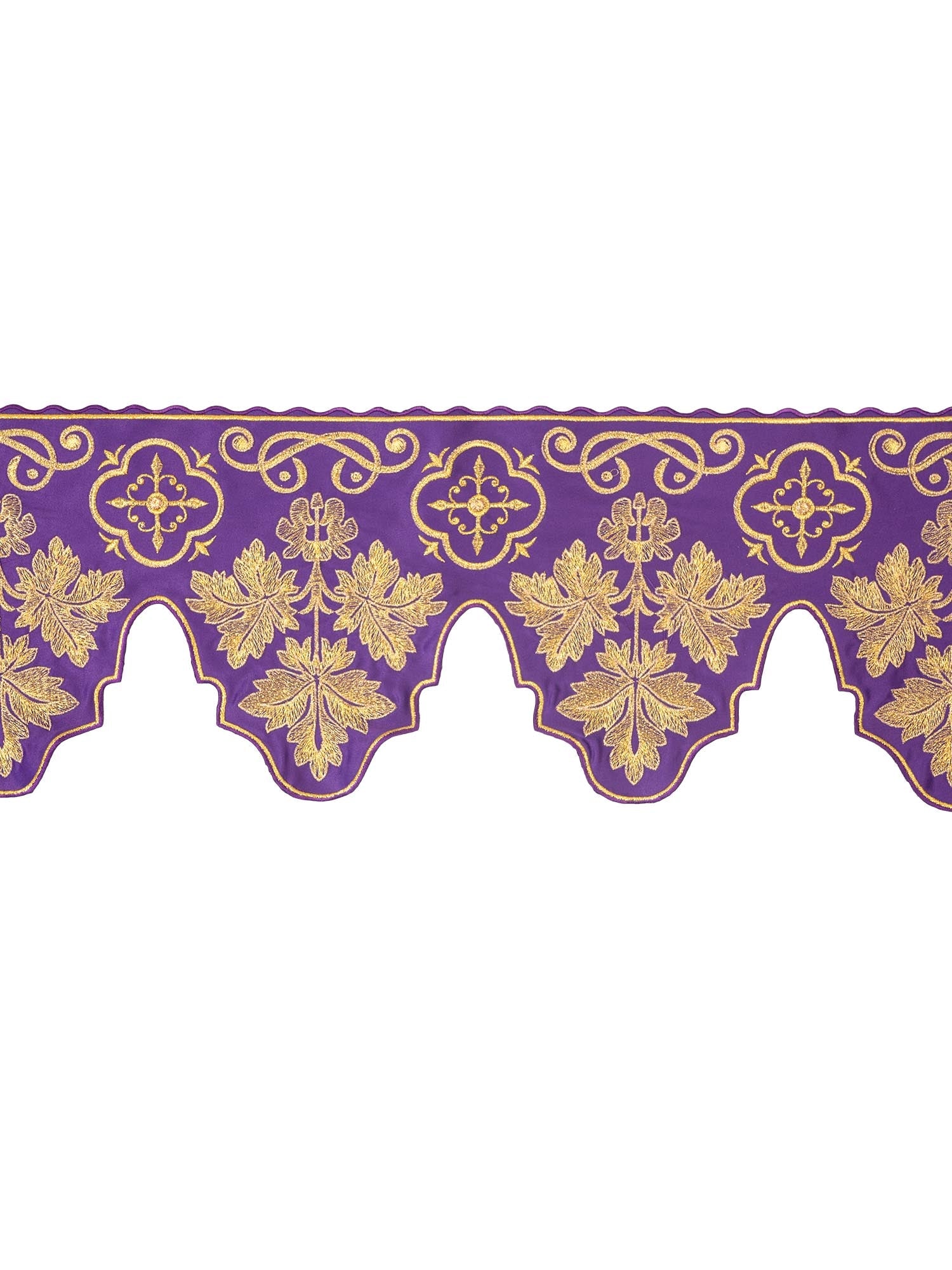 Antependium avec broderie frontale Cross Purple KOM/039/03 19cm 3,5m - CHASUBLES.FR