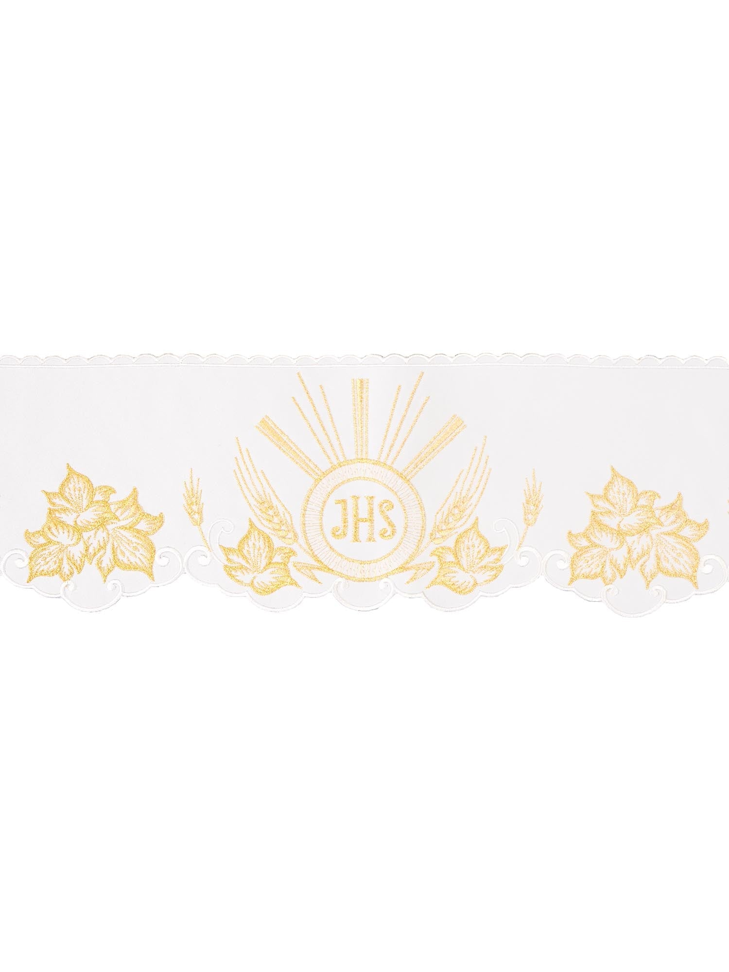 Antependium avec broderie frontale IHS Blanc KOM/053/04 15cm 3,5m - CHASUBLES.FR