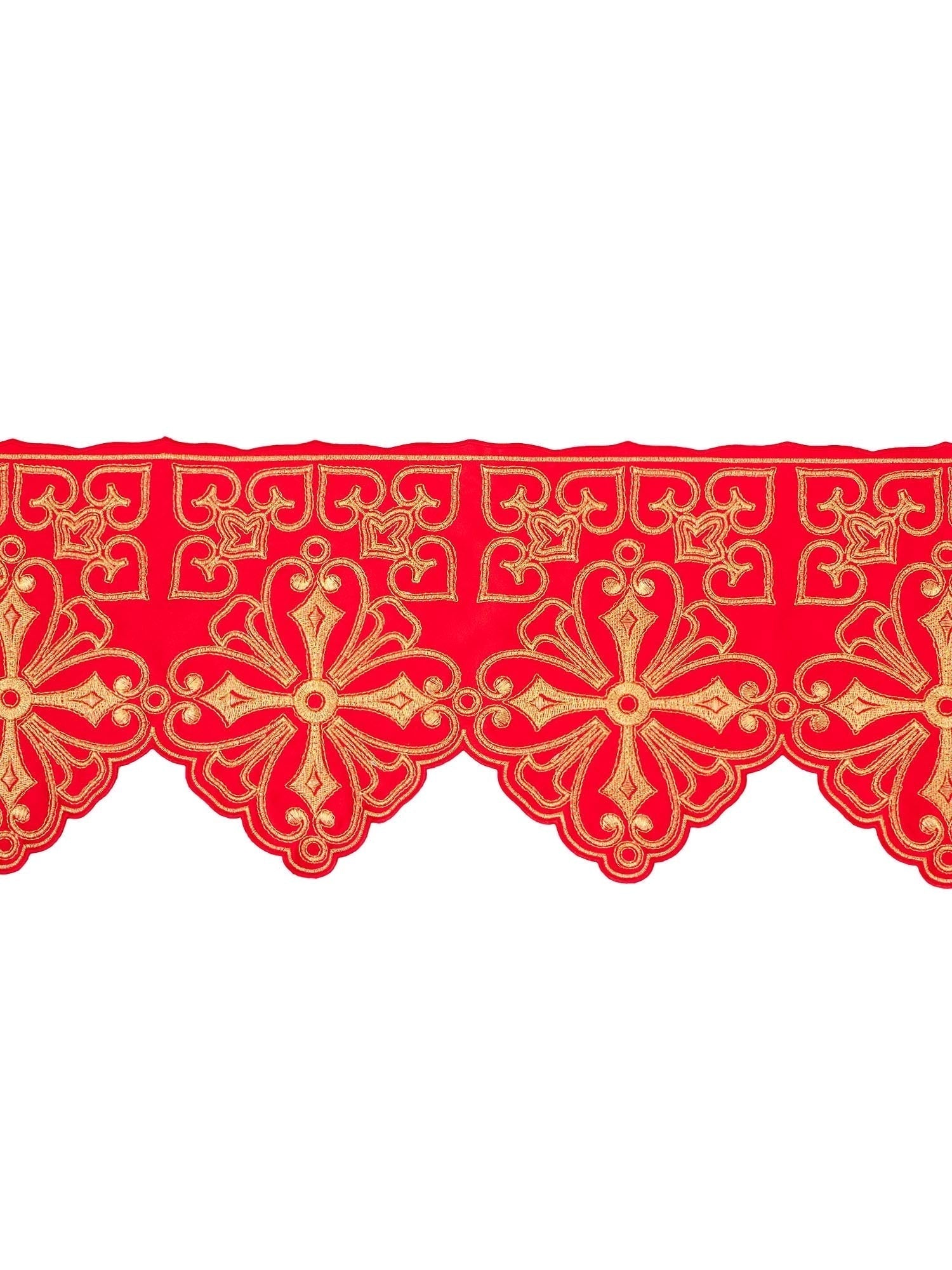 Antependium avec broderie frontale Rosette Rouge KOM/038/02 22cm 3,5m - CHASUBLES.FR