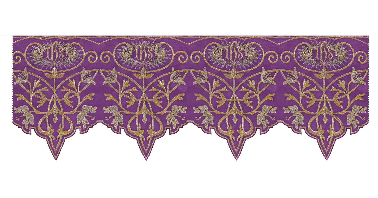 Antependium avec monogramme IHS en violet KOM/037/03 27cm 3,5m - CHASUBLES.FR