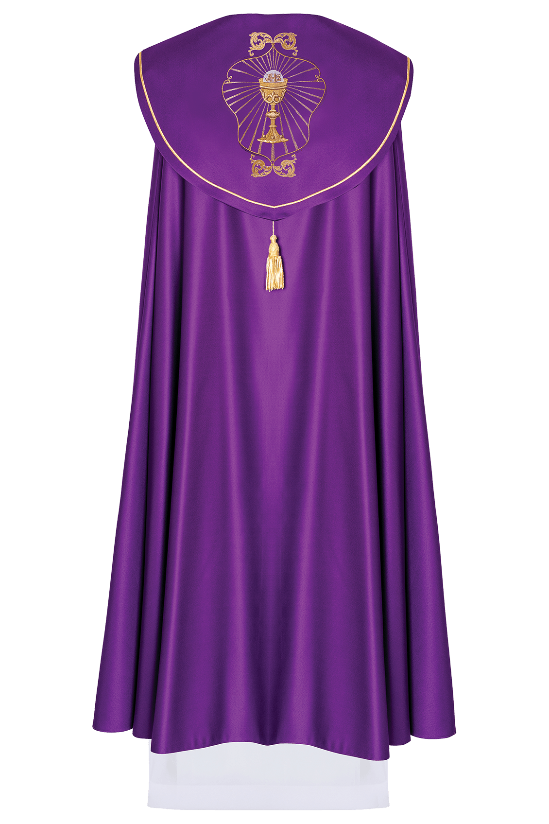 Chapelle liturgique brodée d'un monogramme dans des calices en violet KKP/006/03 FIOLET 150cm - CHASUBLES.FR