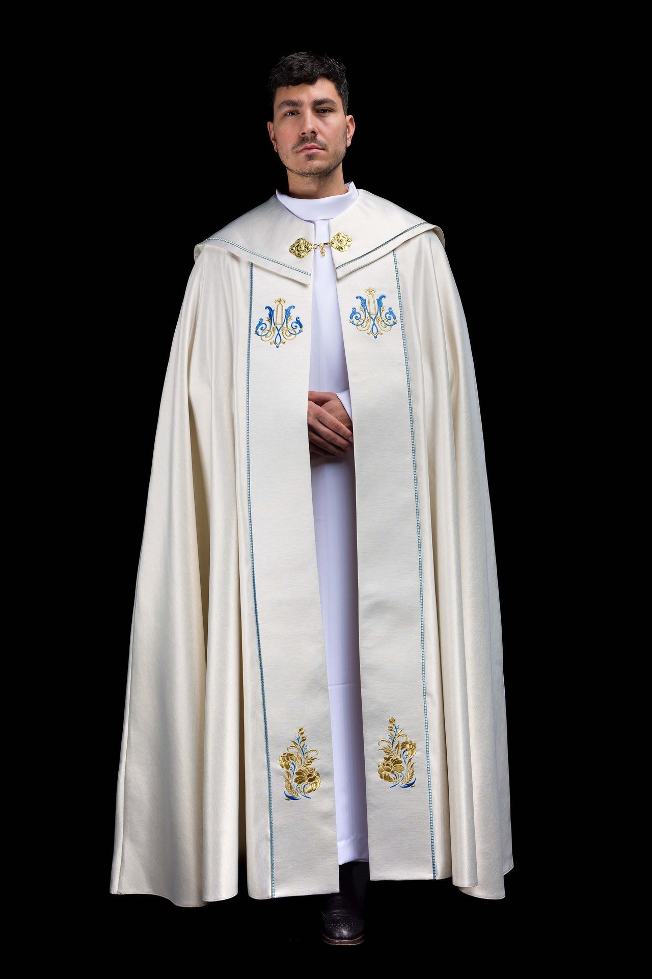 Chapelle mariale brodée écrue KDT/3043/05/54 ECRU 150CM - CHASUBLES.FR