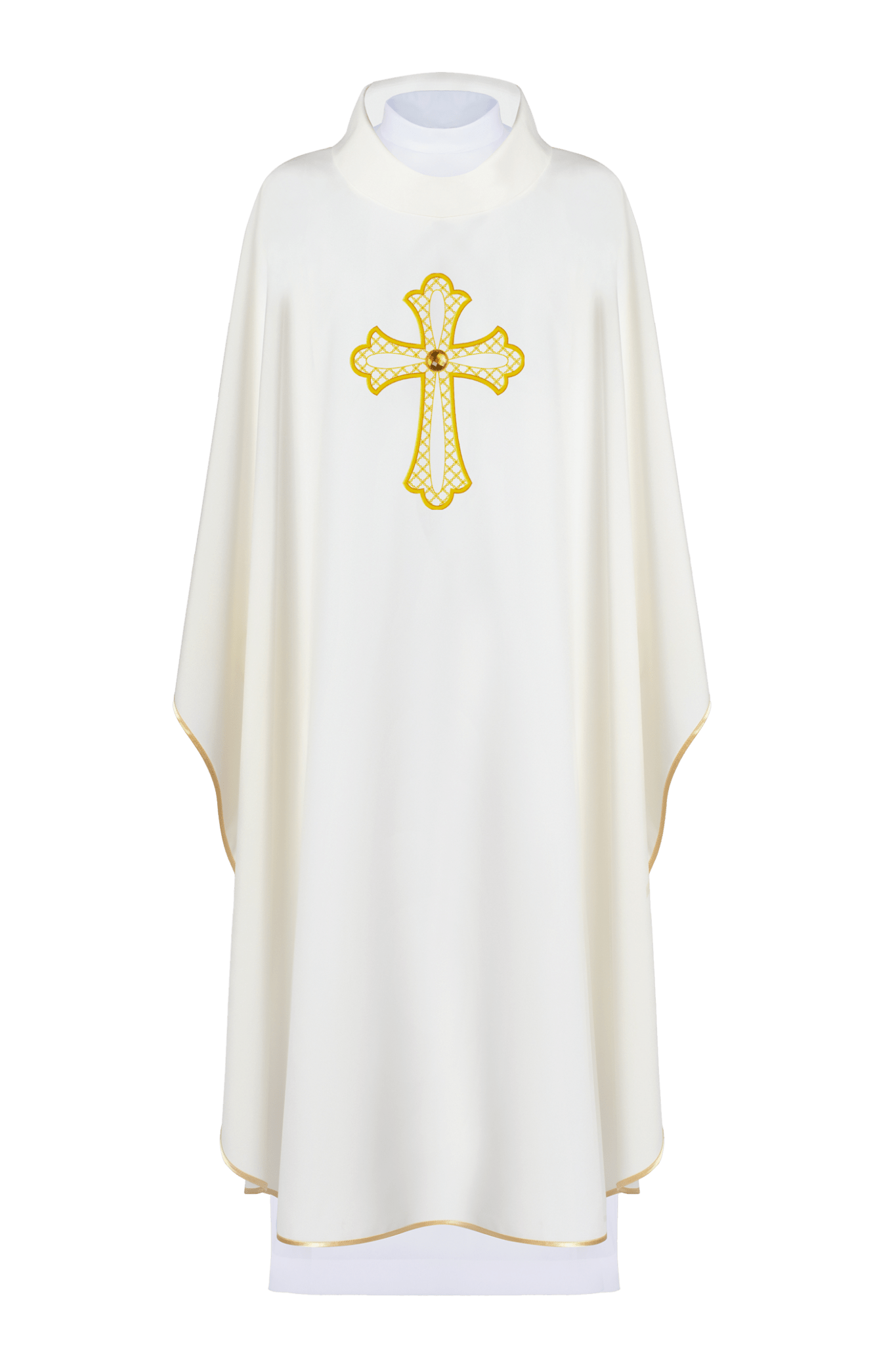 Chasuble brodée du symbole de la croix en écru KOR/227/05/12 - CHASUBLES.FR