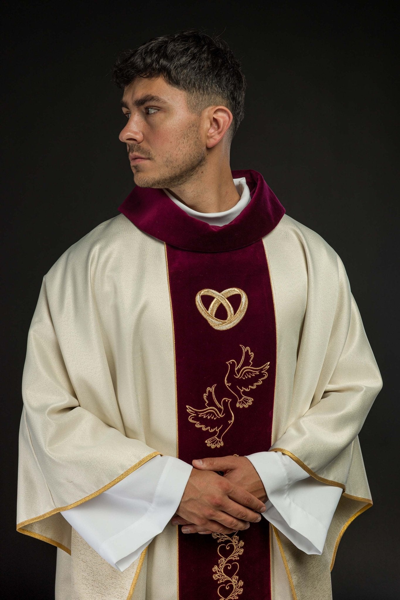 Chasuble de mariage en écru "Je te jure amour fidélité" KOR/283/05/54/PA ECRU - CHASUBLES.FR