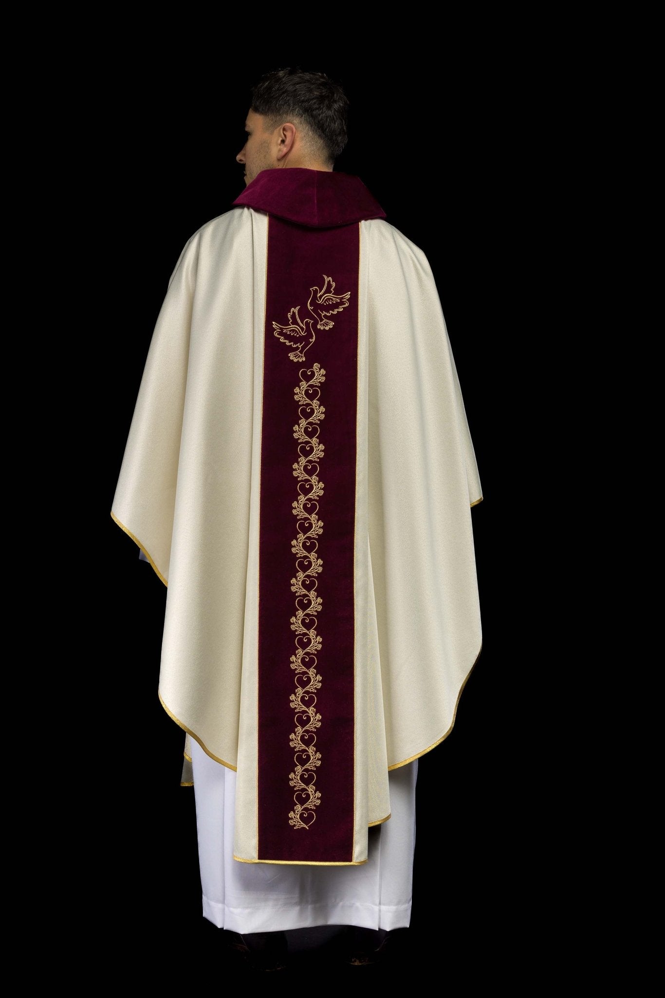 Chasuble de mariage en écru "Je te jure amour fidélité" KOR/283/05/54/PA ECRU - CHASUBLES.FR