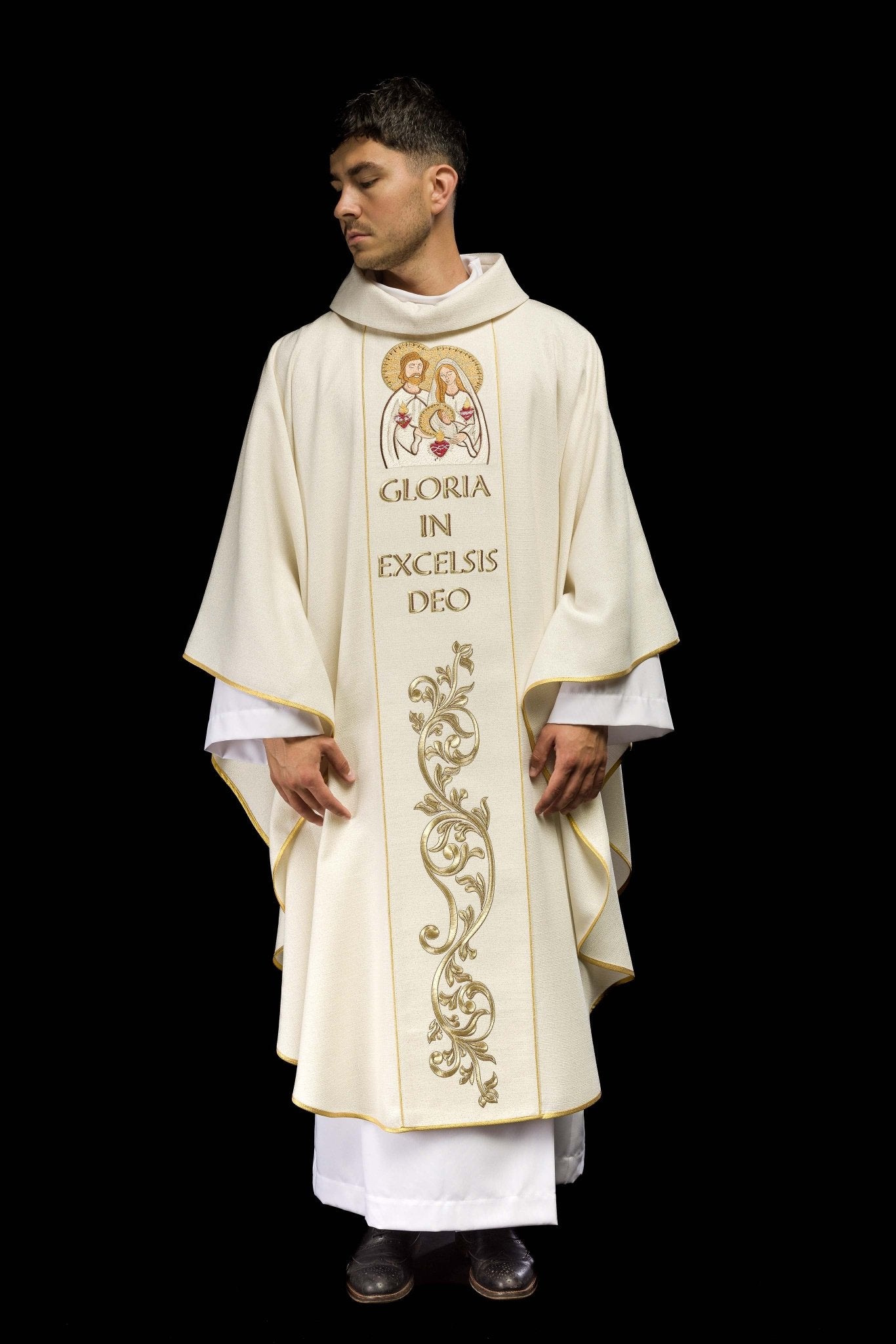 Chasuble de Noël brodée avec l'image de la Sainte Famille KOR/292/05/71 - CHASUBLES.FR