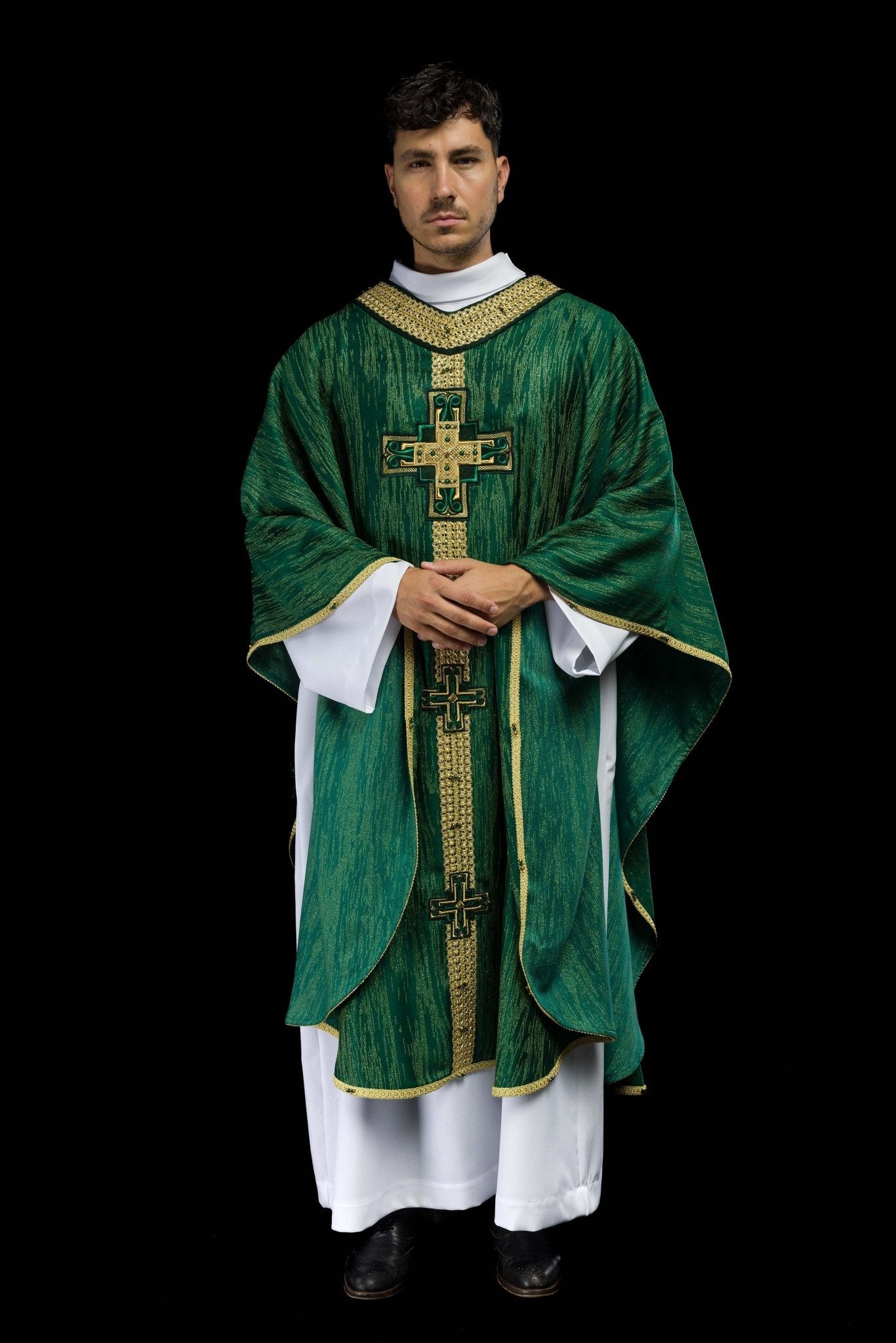 Chasuble faite à la main avec pierres naturelles Handmade 7015 Vert HM/7015/01/99 - CHASUBLES.FR