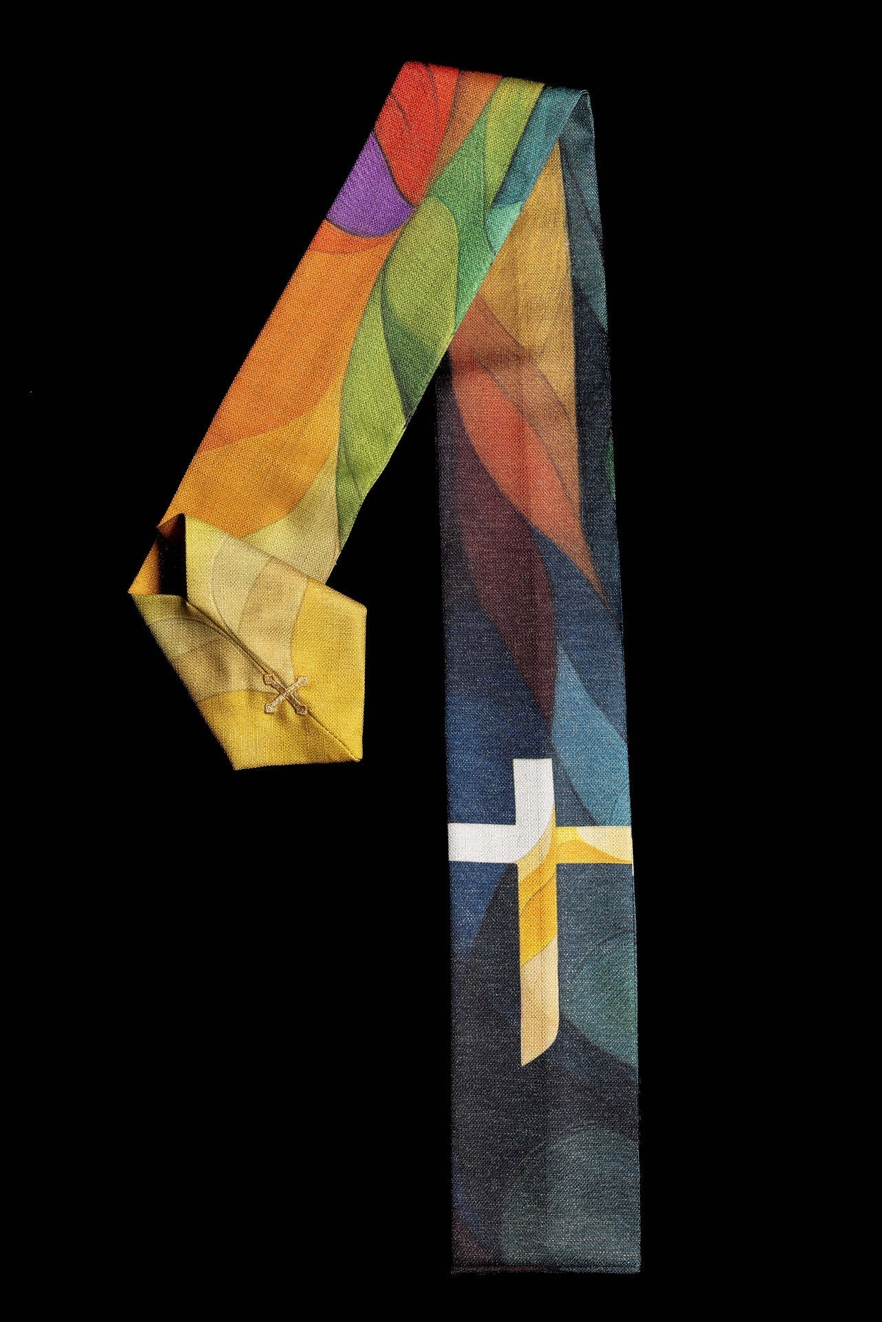 Chasuble imprimée multicolore avec motif de croix KOD/7005/99/40 - CHASUBLES.FR