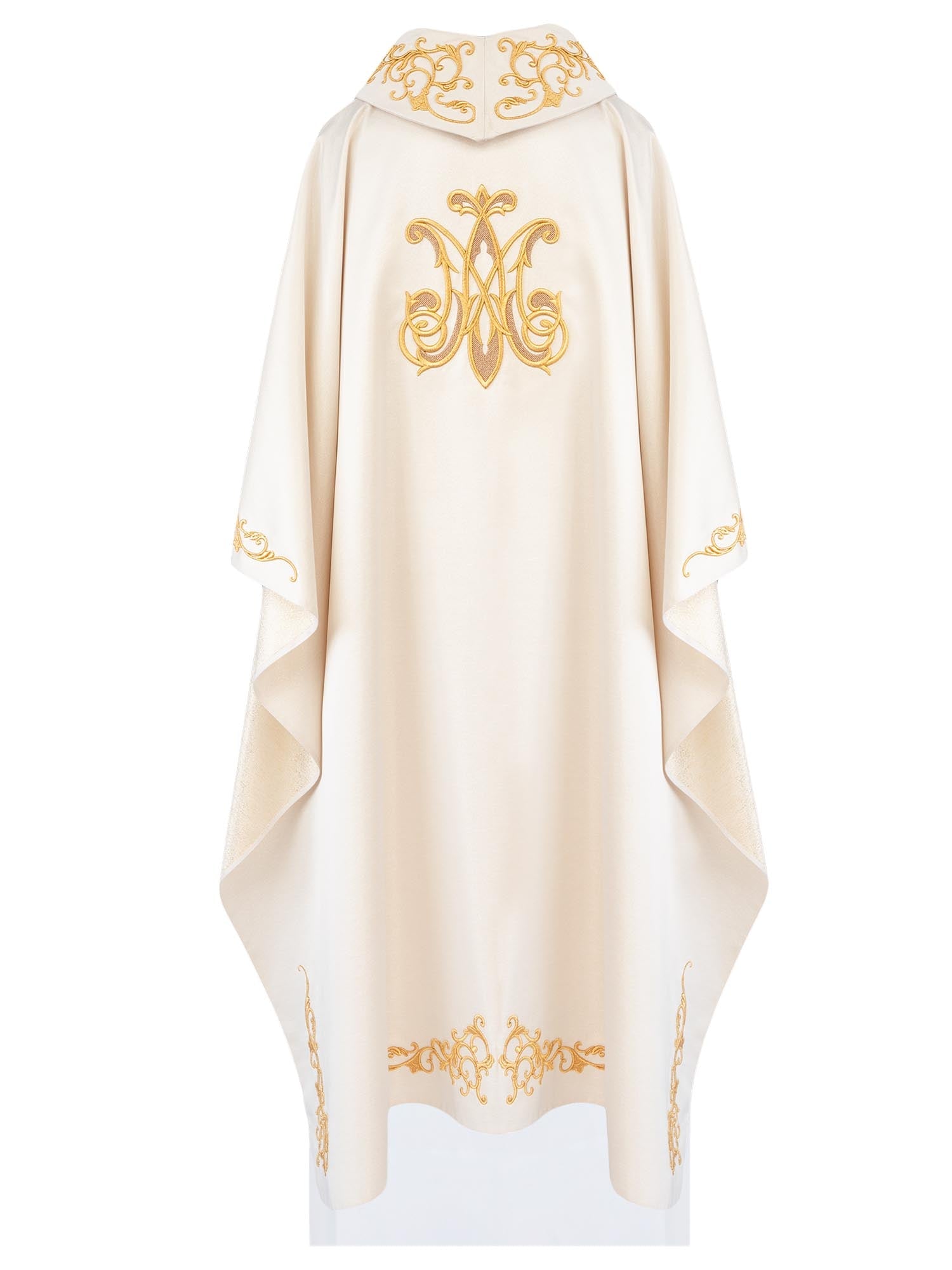 Chasuble liturgique avec armoiries mariales richement brodées S-7555-05-54 - CHASUBLES.FR
