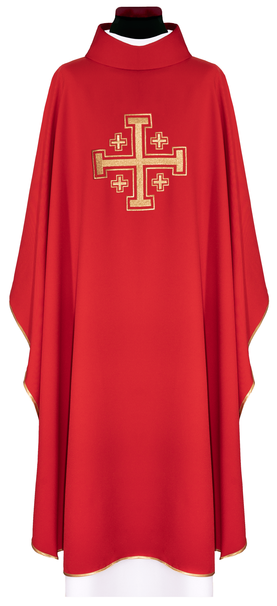 Chasuble rouge brodée avec motif de croix KDT/7146/02/12 - CHASUBLES.FR