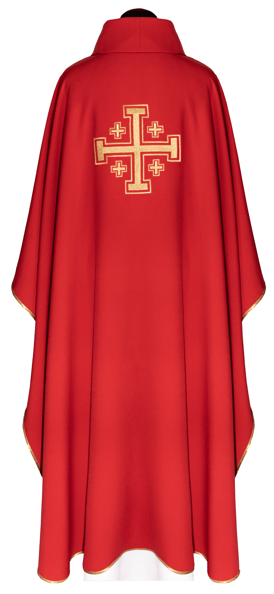 Chasuble rouge brodée avec motif de croix KDT/7146/02/12 - CHASUBLES.FR