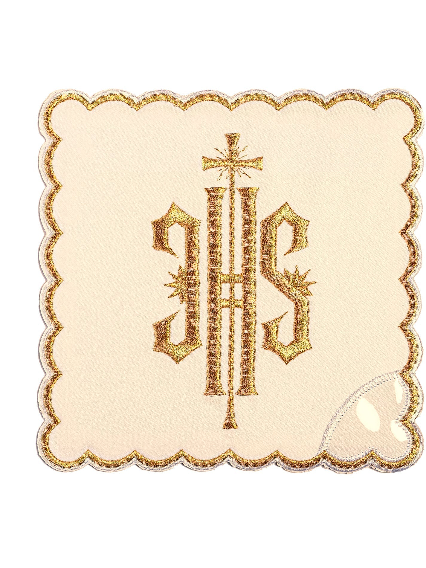 Ensemble de Linge d'autel brodé avec le motif IHS en écru KK/029/05 - CHASUBLES.FR