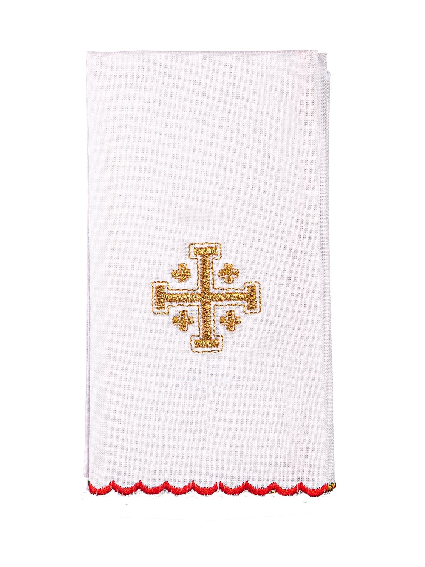 Ensemble de Linge d'autel brodé avec une croix de Jérusalem rouge KK/030/02 - CHASUBLES.FR