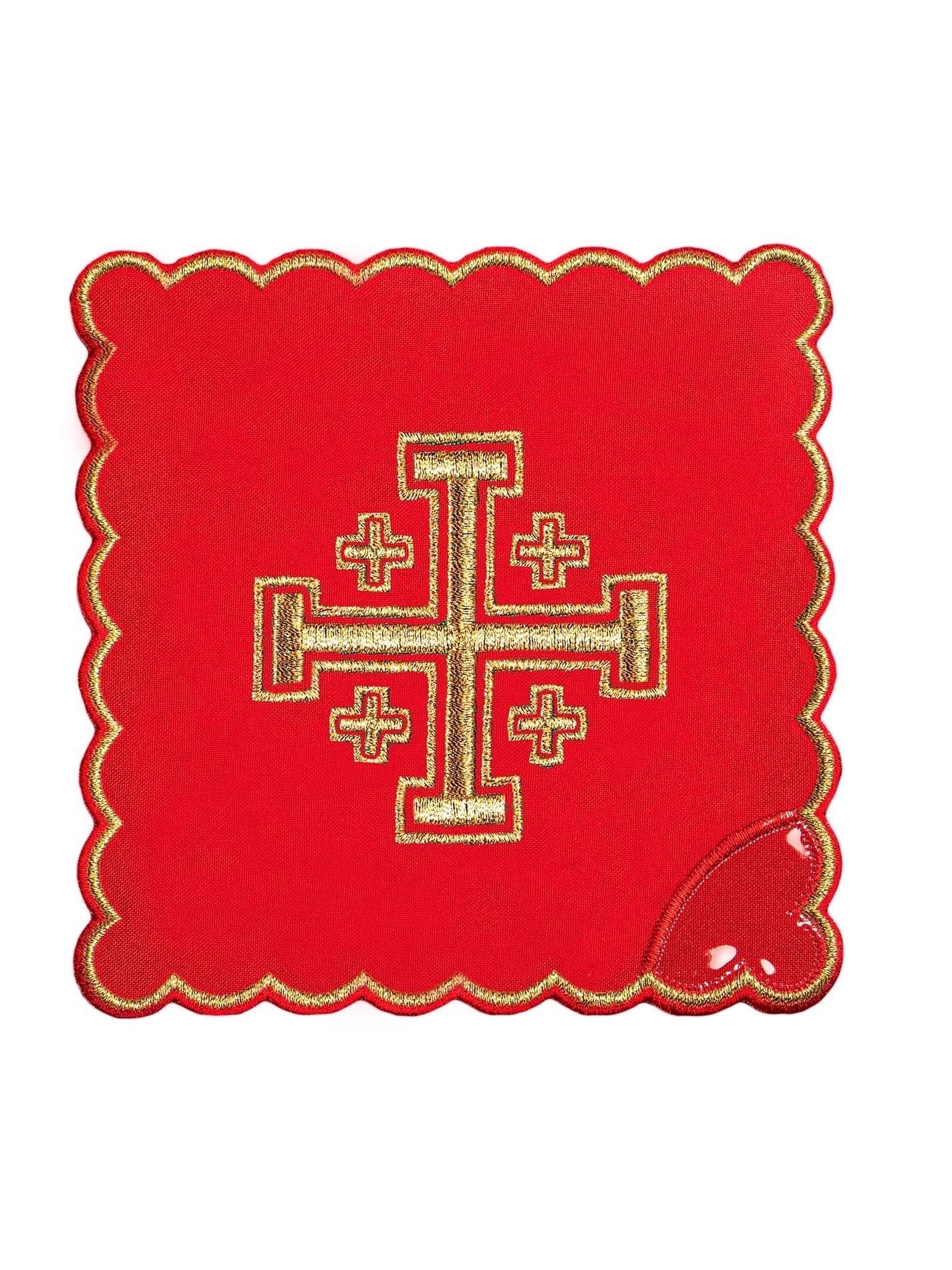 Ensemble de Linge d'autel brodé avec une croix de Jérusalem rouge KK/030/02 - CHASUBLES.FR