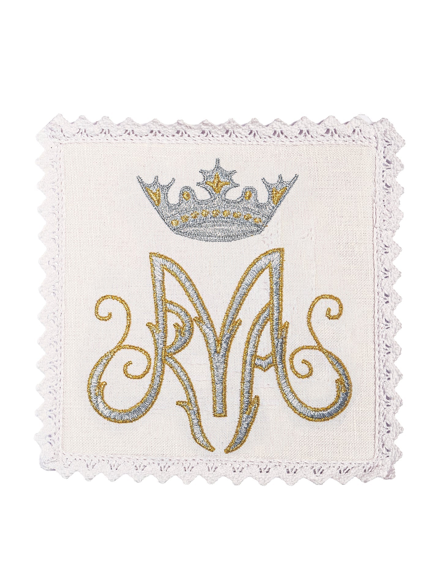 Ensemble de Linge d'autel en lin avec le motif marial KKL/003/C2 - CHASUBLES.FR