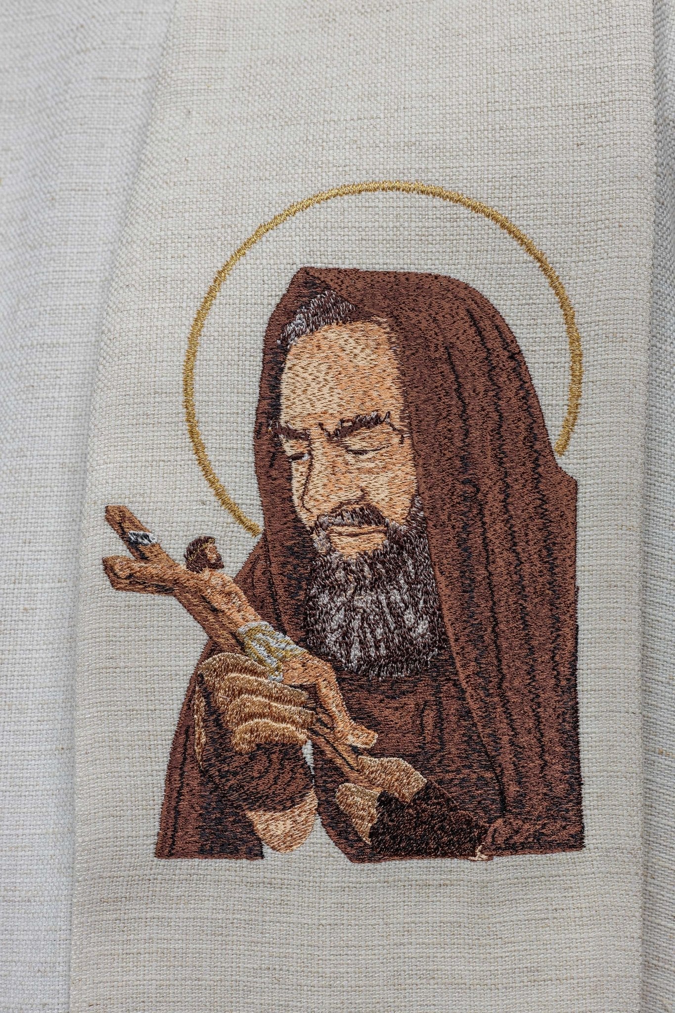 Etole brodée à l'effigie du Padre Pio KSW2/006/05/49 - CHASUBLES.FR