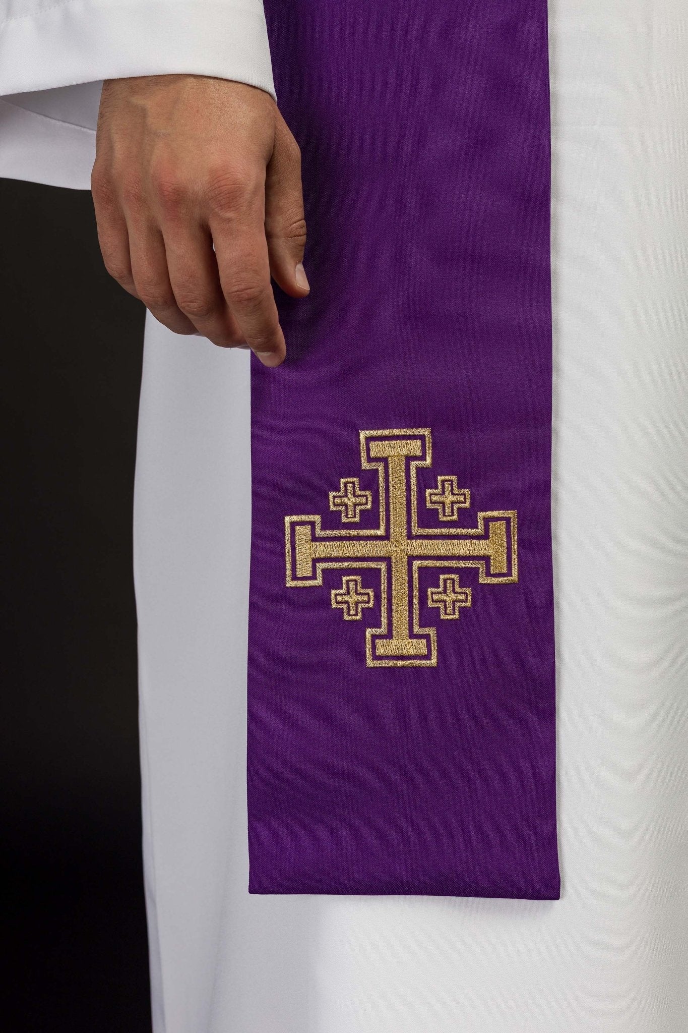 Etole brodée Croix de Jérusalem Mauve KST/046/03/01 FIOLET - CHASUBLES.FR