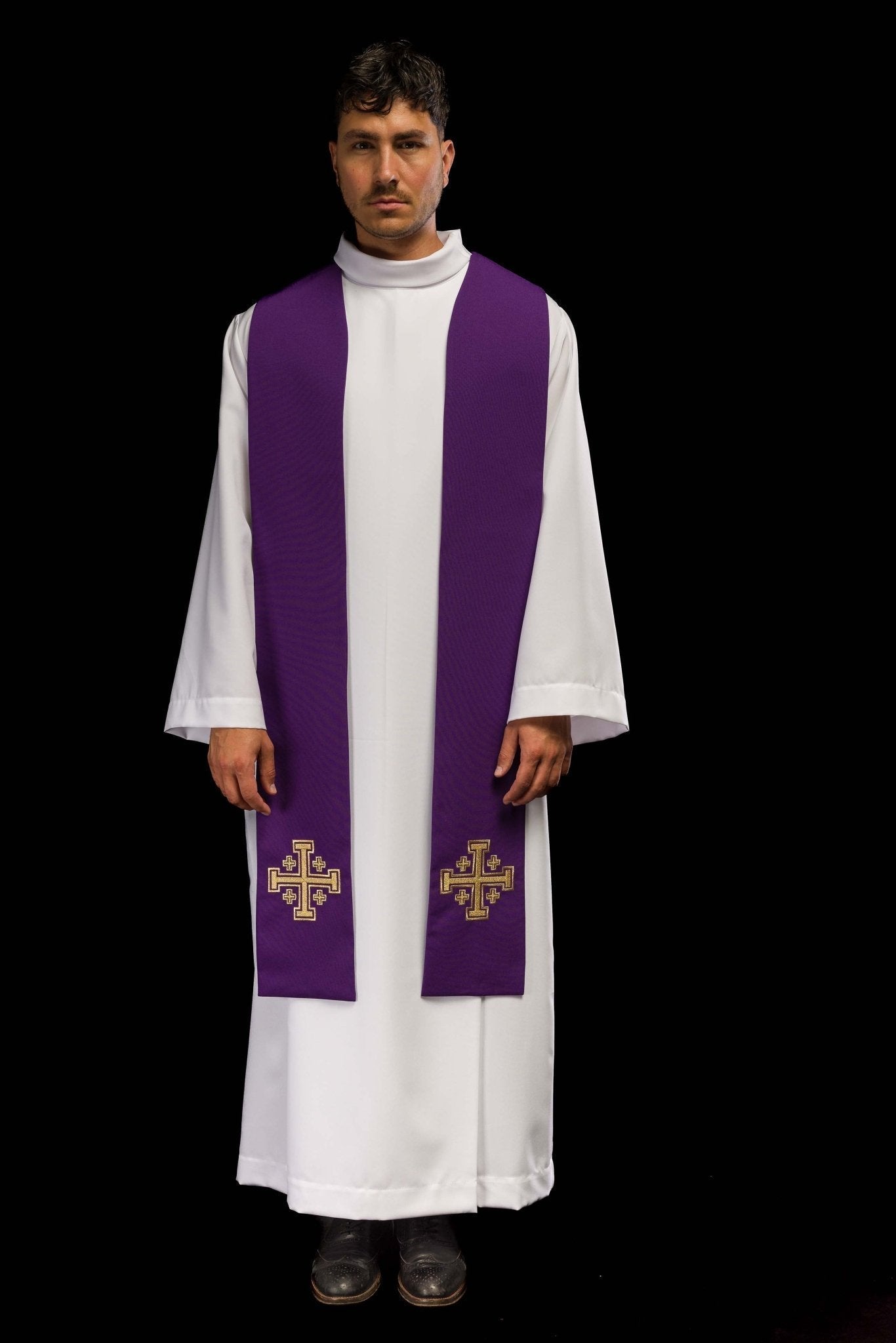 Etole brodée Croix de Jérusalem Mauve KST/046/03/01 FIOLET - CHASUBLES.FR