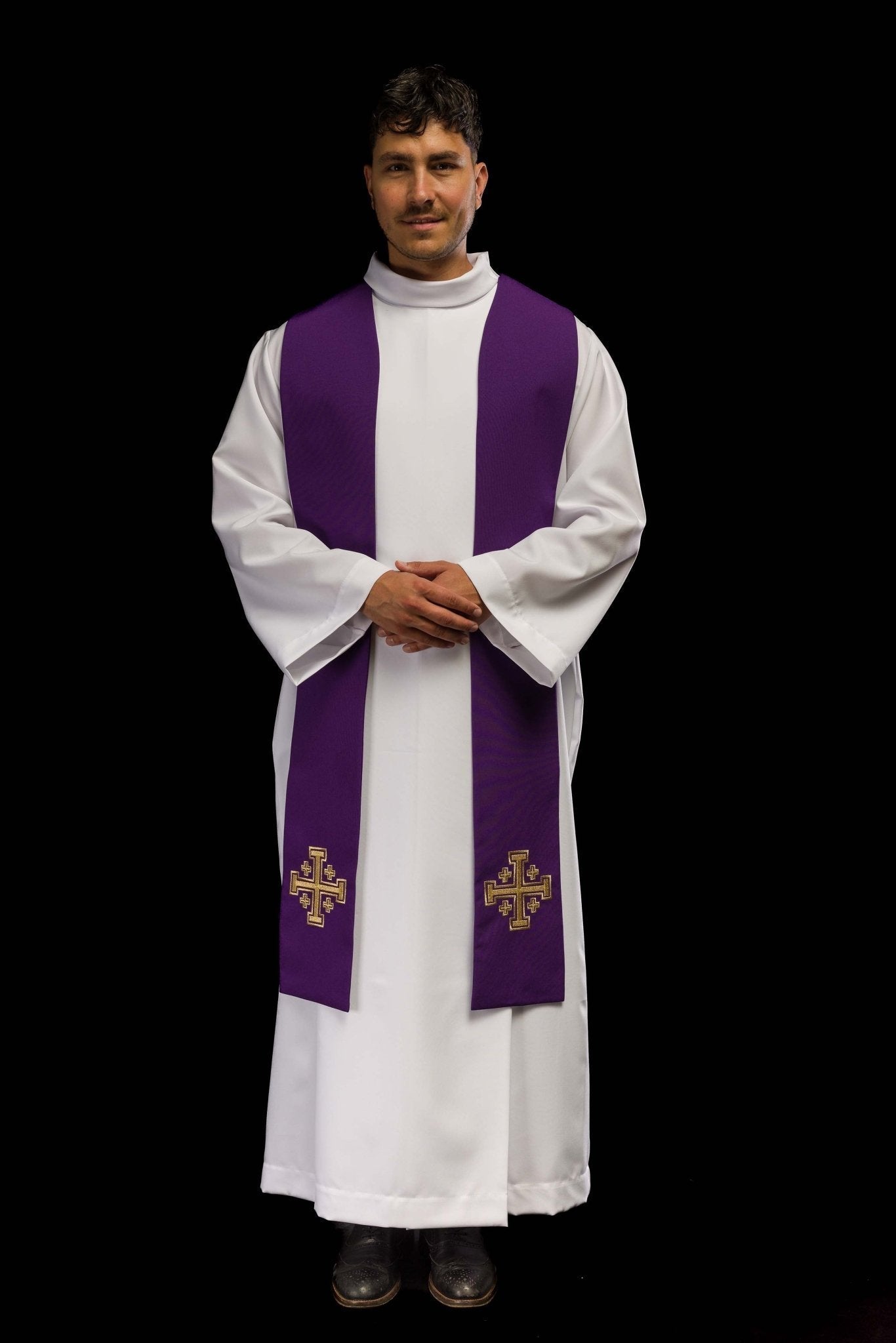 Etole brodée Croix de Jérusalem Mauve KST/046/03/01 FIOLET - CHASUBLES.FR