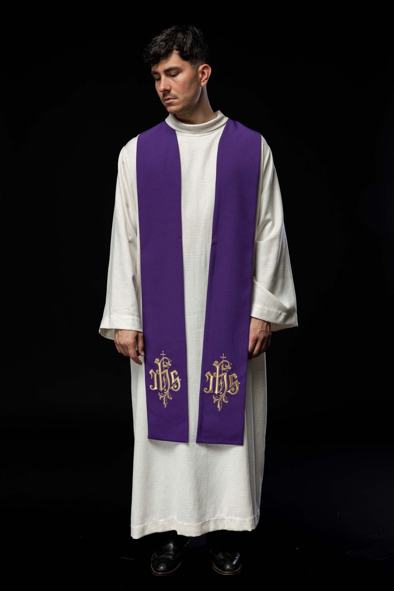 Étole brodée IHS KST/053/03/12 FIOLET - CHASUBLES.FR