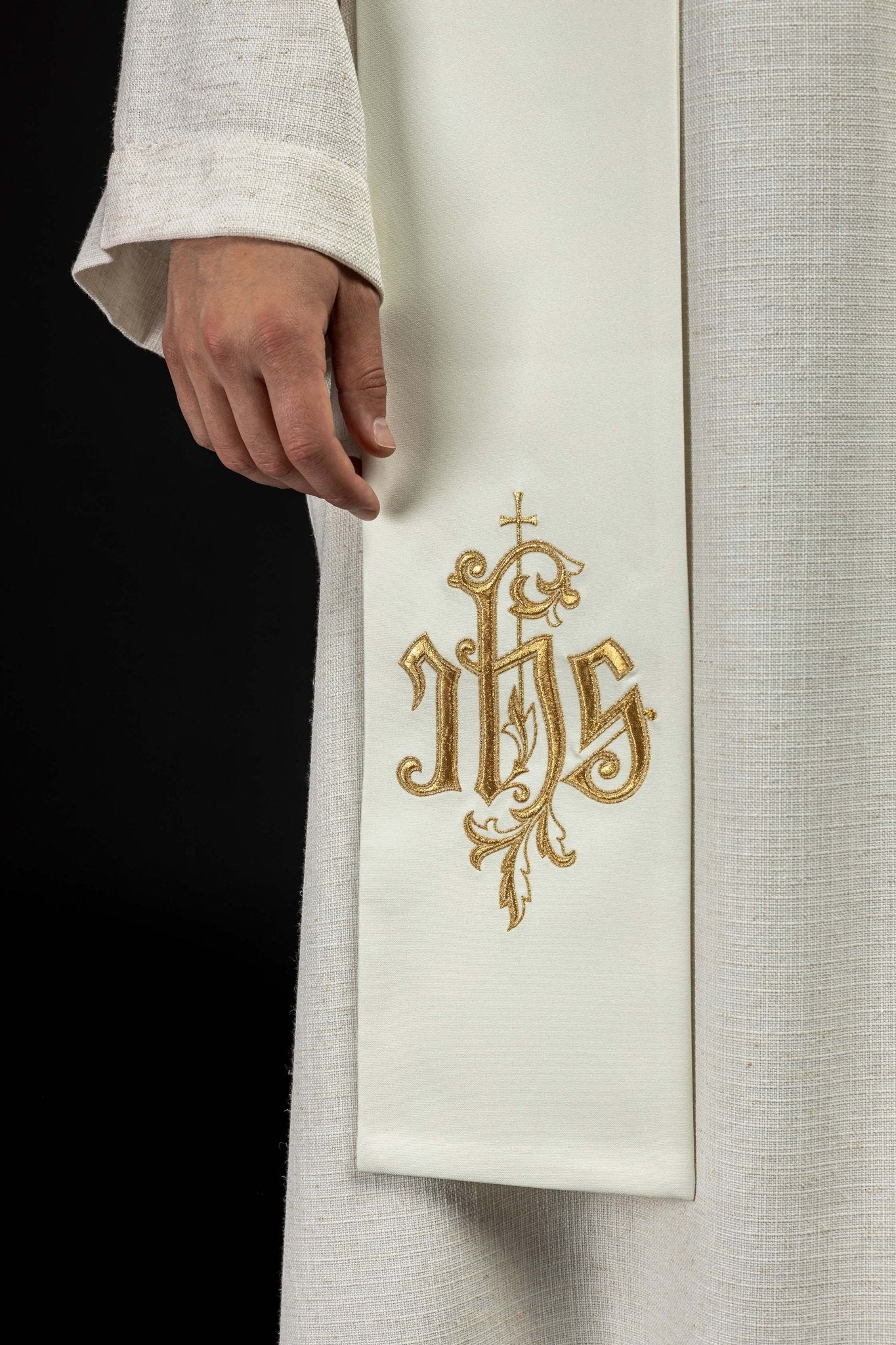 Étole brodée IHS KST/053/05/12 ECRU - CHASUBLES.FR