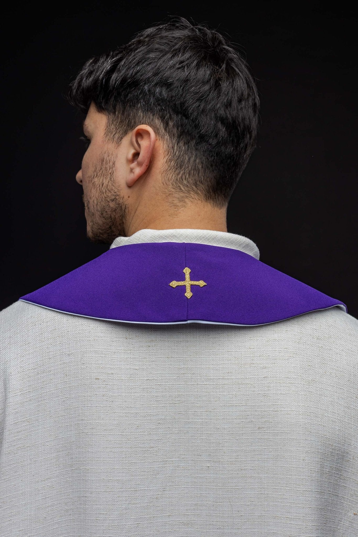 Étole brodée IHS KST/053/03 - 04/01 FIOLET - BIAŁY - CHASUBLES.FR