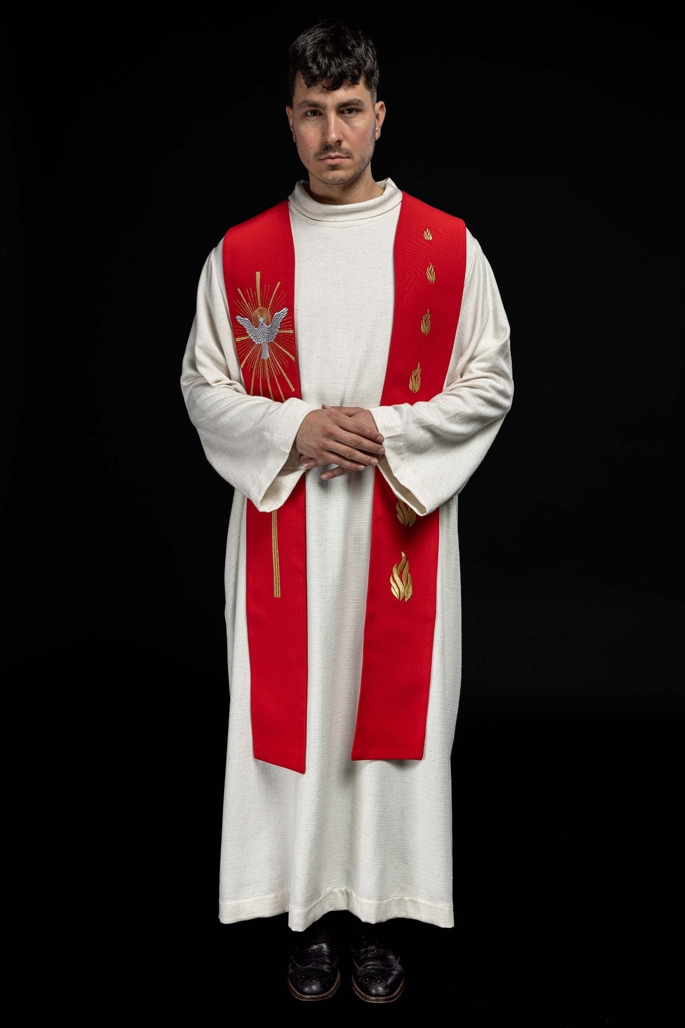 Étole brodée Saint - Esprit et langues de feu rouge KST/030/02/01 CZERWONY - CHASUBLES.FR
