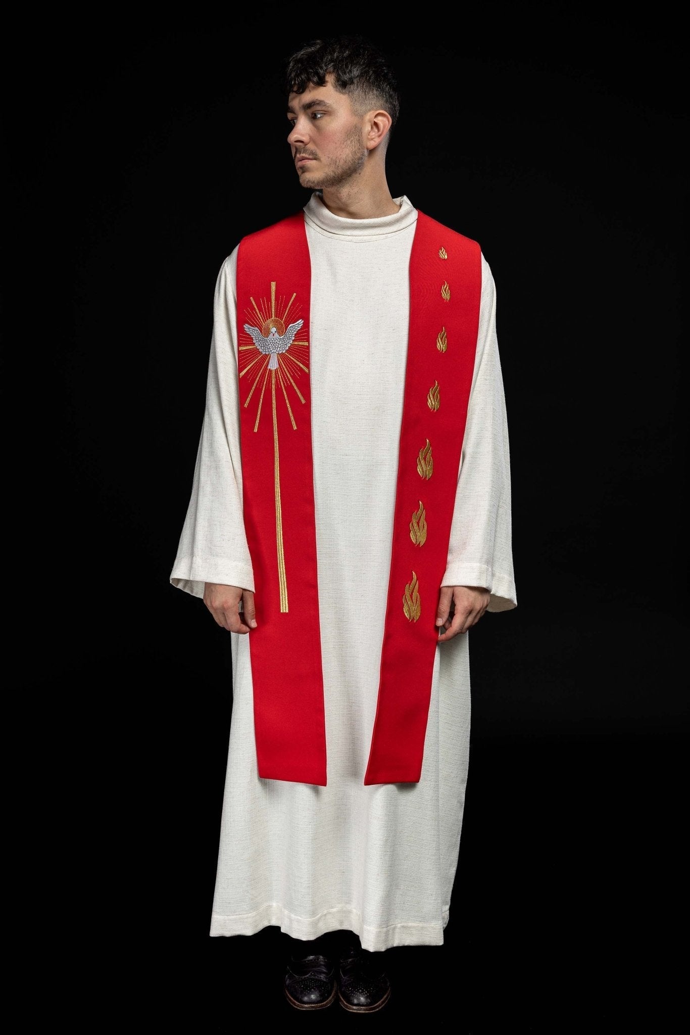 Étole brodée Saint - Esprit et langues de feu rouge KST/030/02/01 CZERWONY - CHASUBLES.FR
