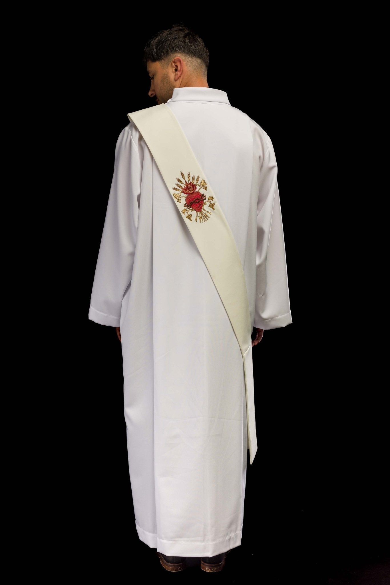 Étole de diacre avec broderie du Cœur de Jésus KSD/137/05/01 ECRU - CHASUBLES.FR