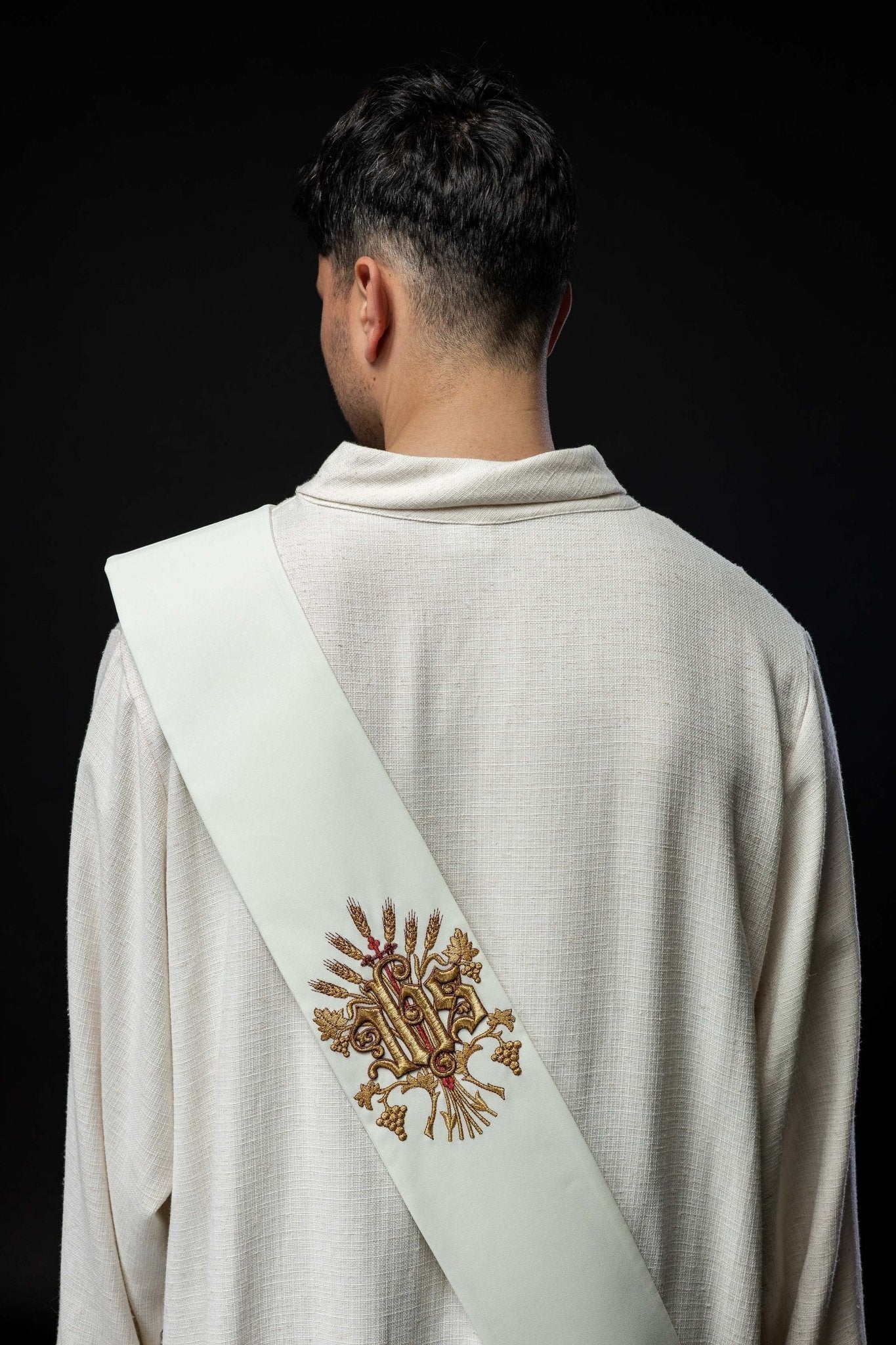 Étole de diacre avec motif de raisin et de croix KSD/139/05/01 ECRU - CHASUBLES.FR
