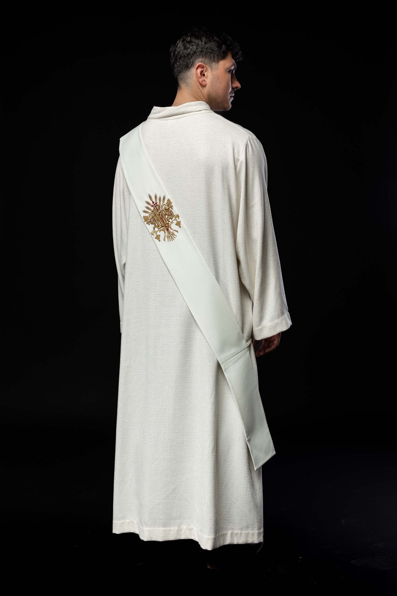 Étole de diacre avec motif de raisin et de croix KSD/139/05/01 ECRU - CHASUBLES.FR